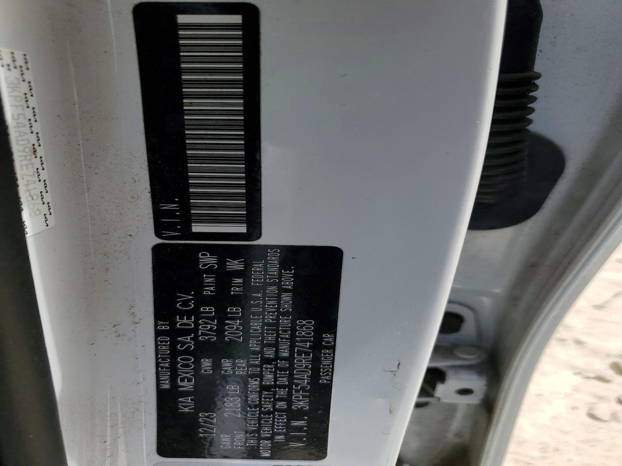2024 Kia Forte Gt Line White vin: 3KPF54AD9RE741868