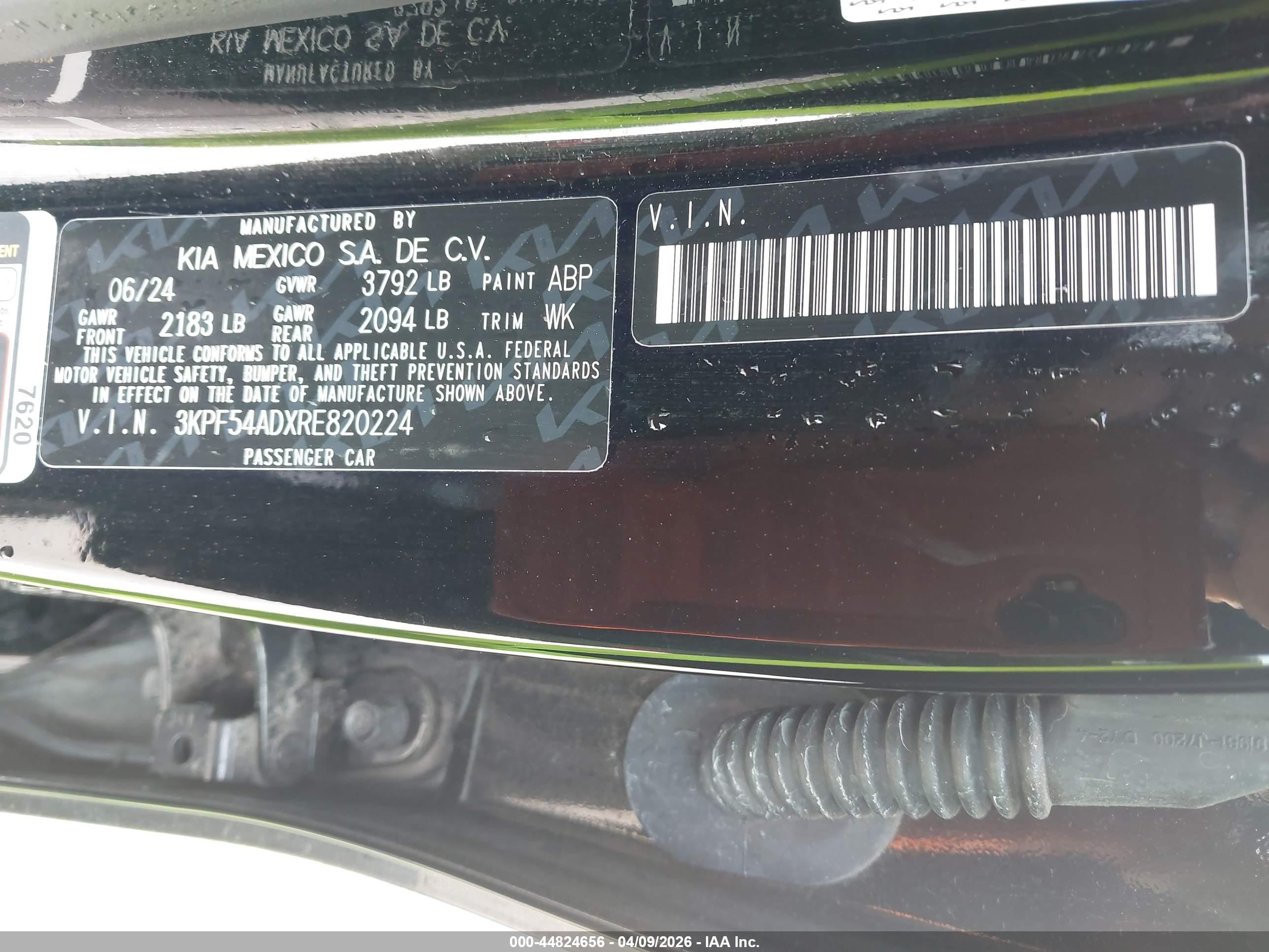 2024 Kia Forte Gt-line Black vin: 3KPF54ADXRE820224