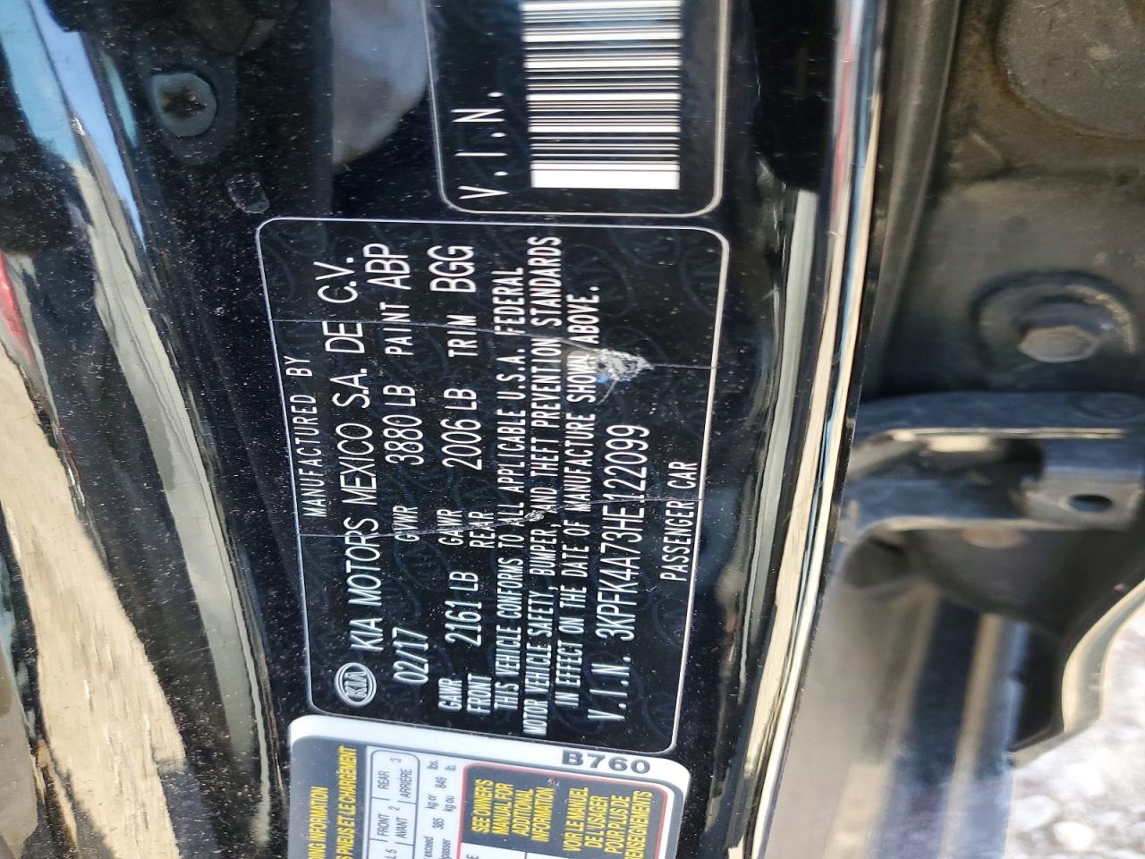 2017 Kia Forte Lx Black vin: 3KPFK4A73HE122099