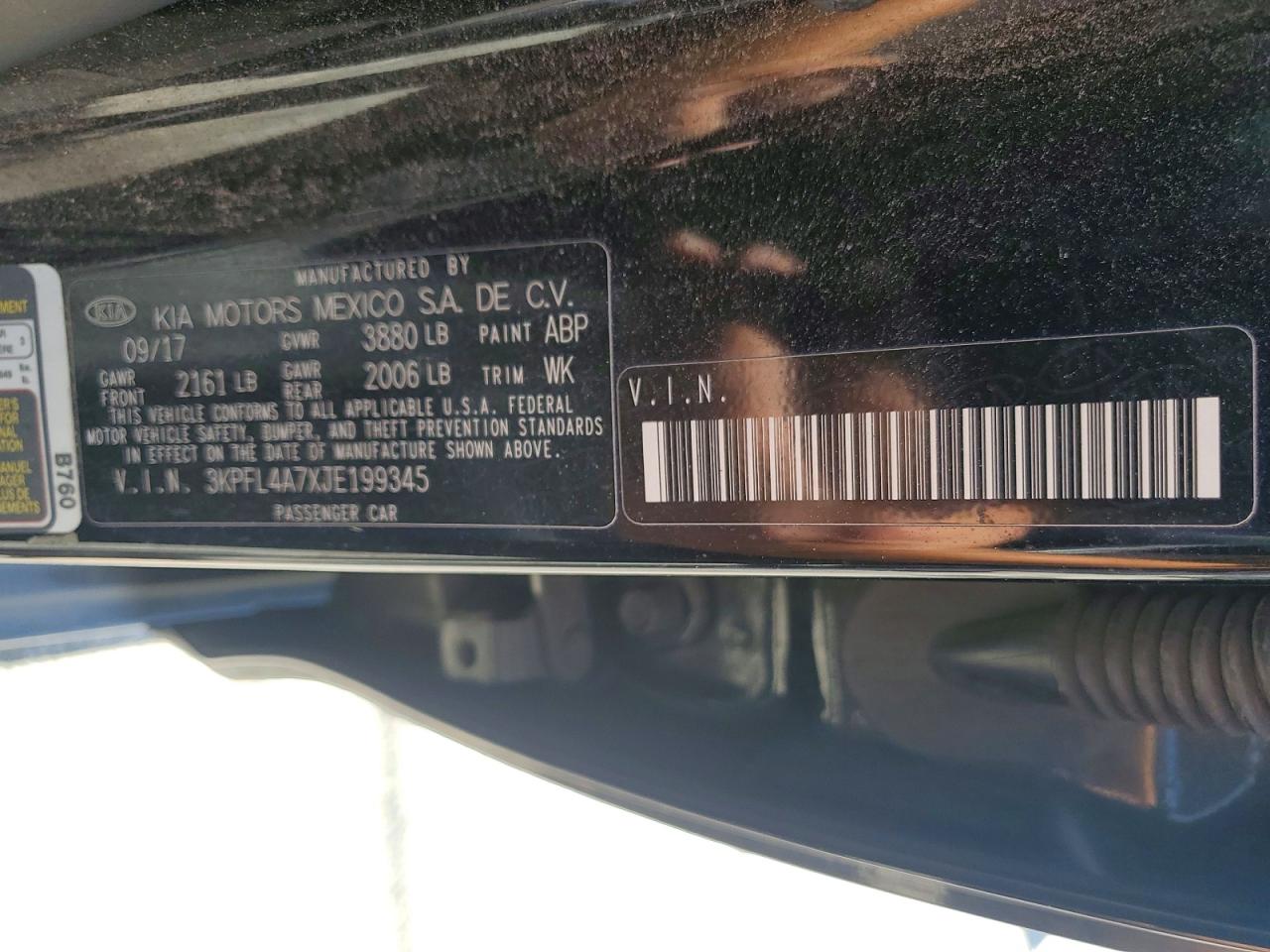 2018 Kia Forte Lx Black vin: 3KPFL4A7XJE199345