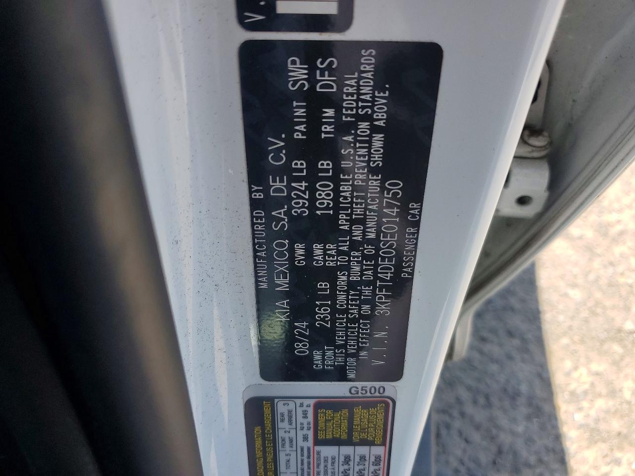 2025 Kia K4 Lxs White vin: 3KPFT4DE0SE014750