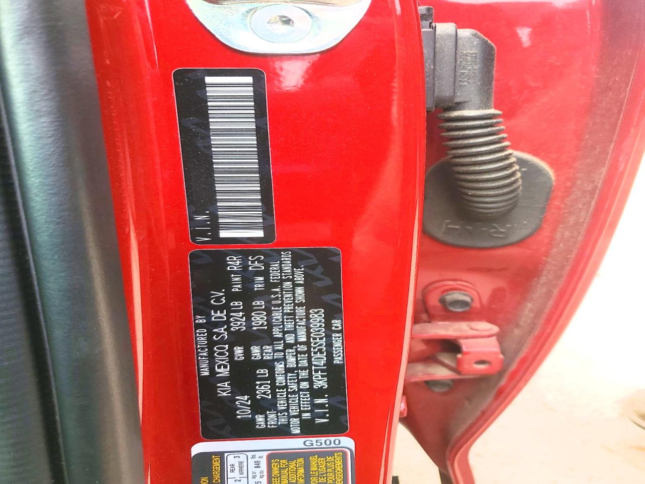 2025 Kia K4 Lxs Red vin: 3KPFT4DE5SE039983