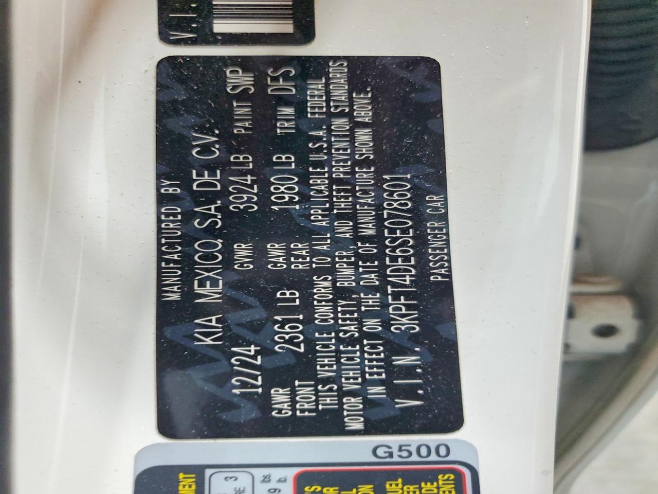2025 Kia K4 Lxs White vin: 3KPFT4DE6SE078601