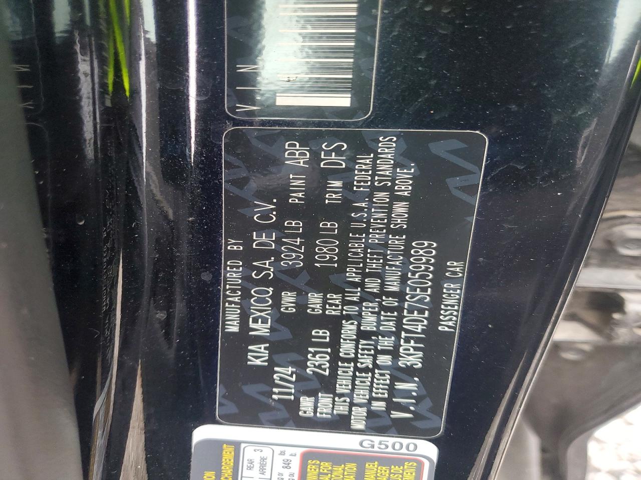 2025 Kia K4 Lxs Черный vin: 3KPFT4DE7SE059989