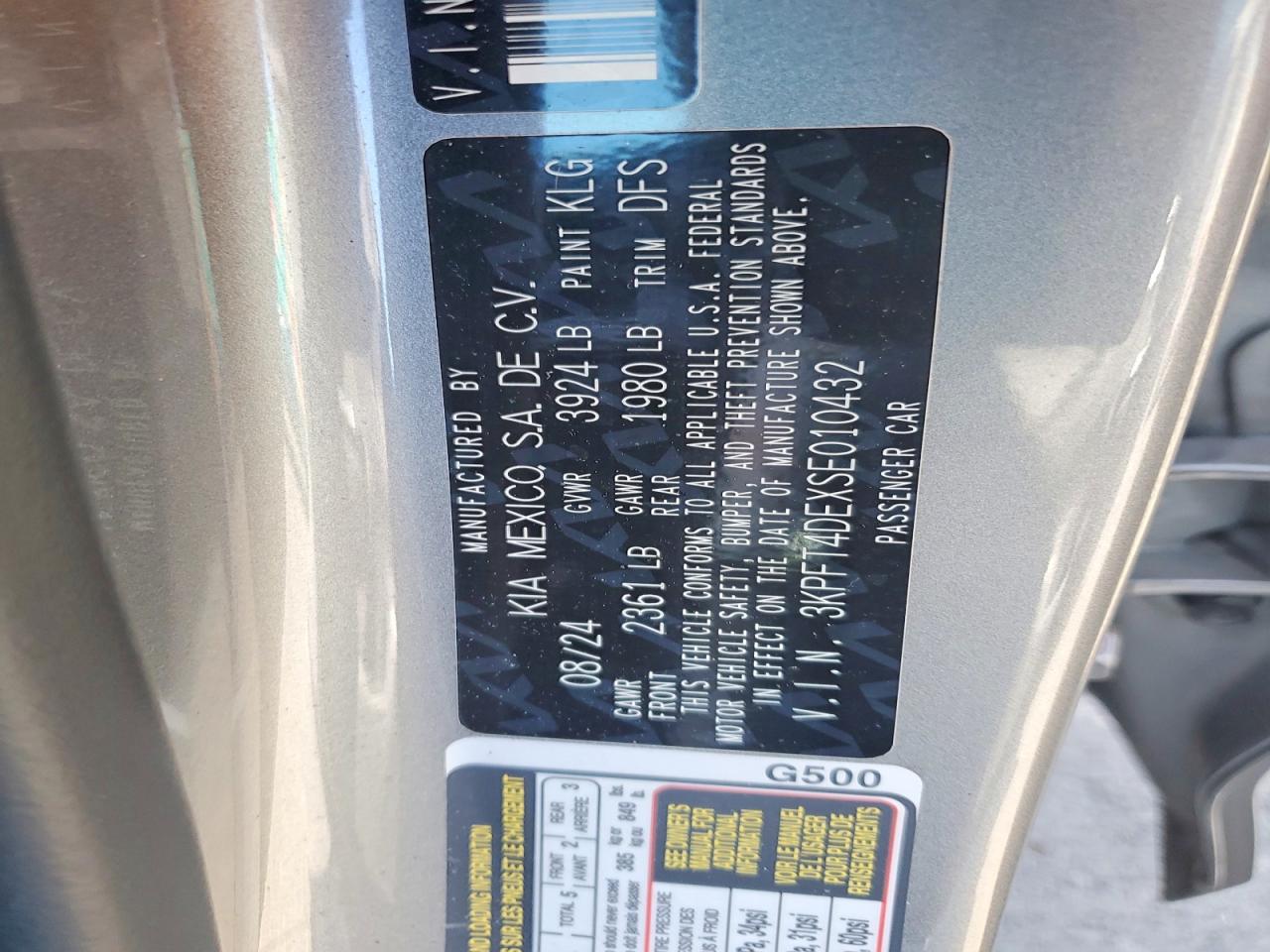 2025 Kia K4 Lxs Gray vin: 3KPFT4DEXSE010432