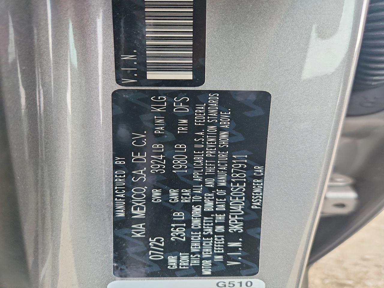2025 Kia K4 Ex Gray vin: 3KPFU4DE0SE187911