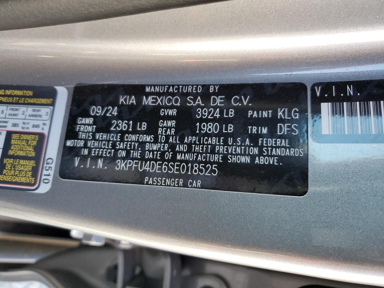 2025 Kia K4 Ex Gray vin: 3KPFU4DE6SE018525