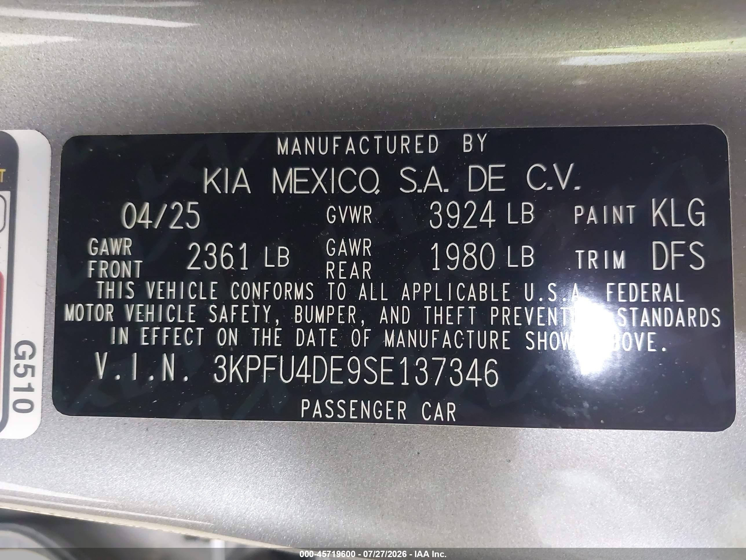 2025 Kia K4 Ex Gray vin: 3KPFU4DE9SE137346