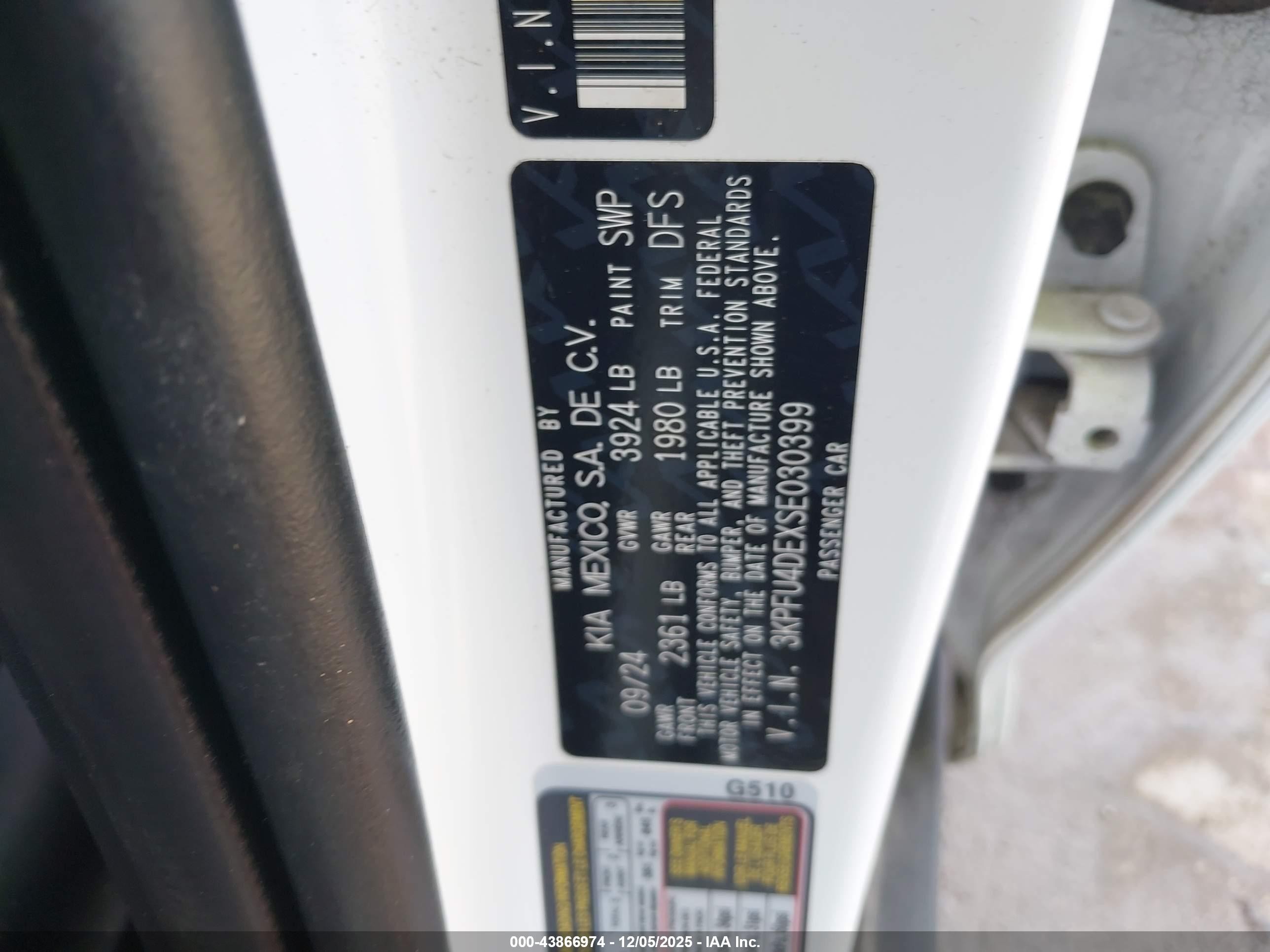 2025 Kia K4 Ex Белый vin: 3KPFU4DEXSE030399