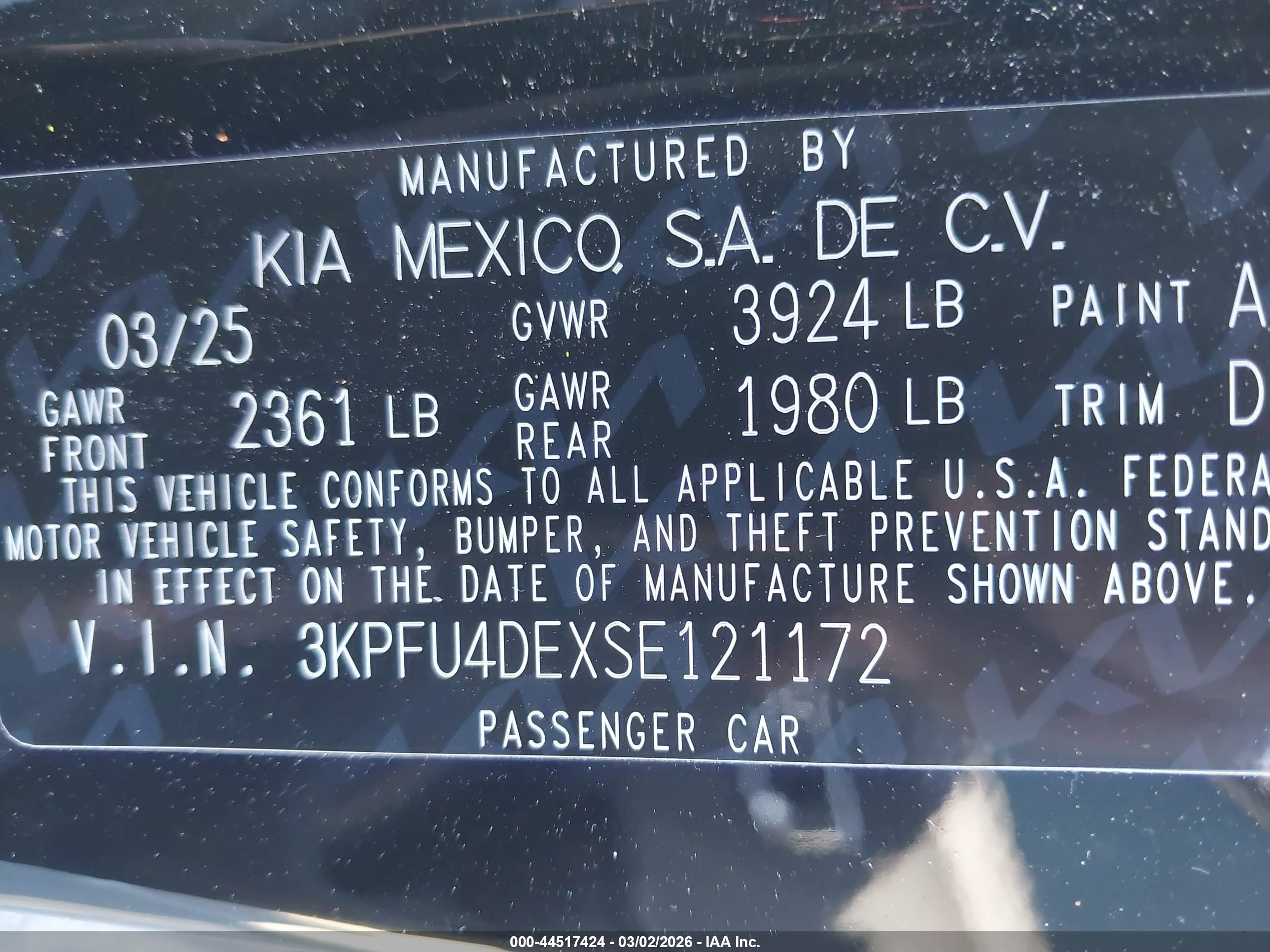 2025 Kia K4 Ex Black vin: 3KPFU4DEXSE121172