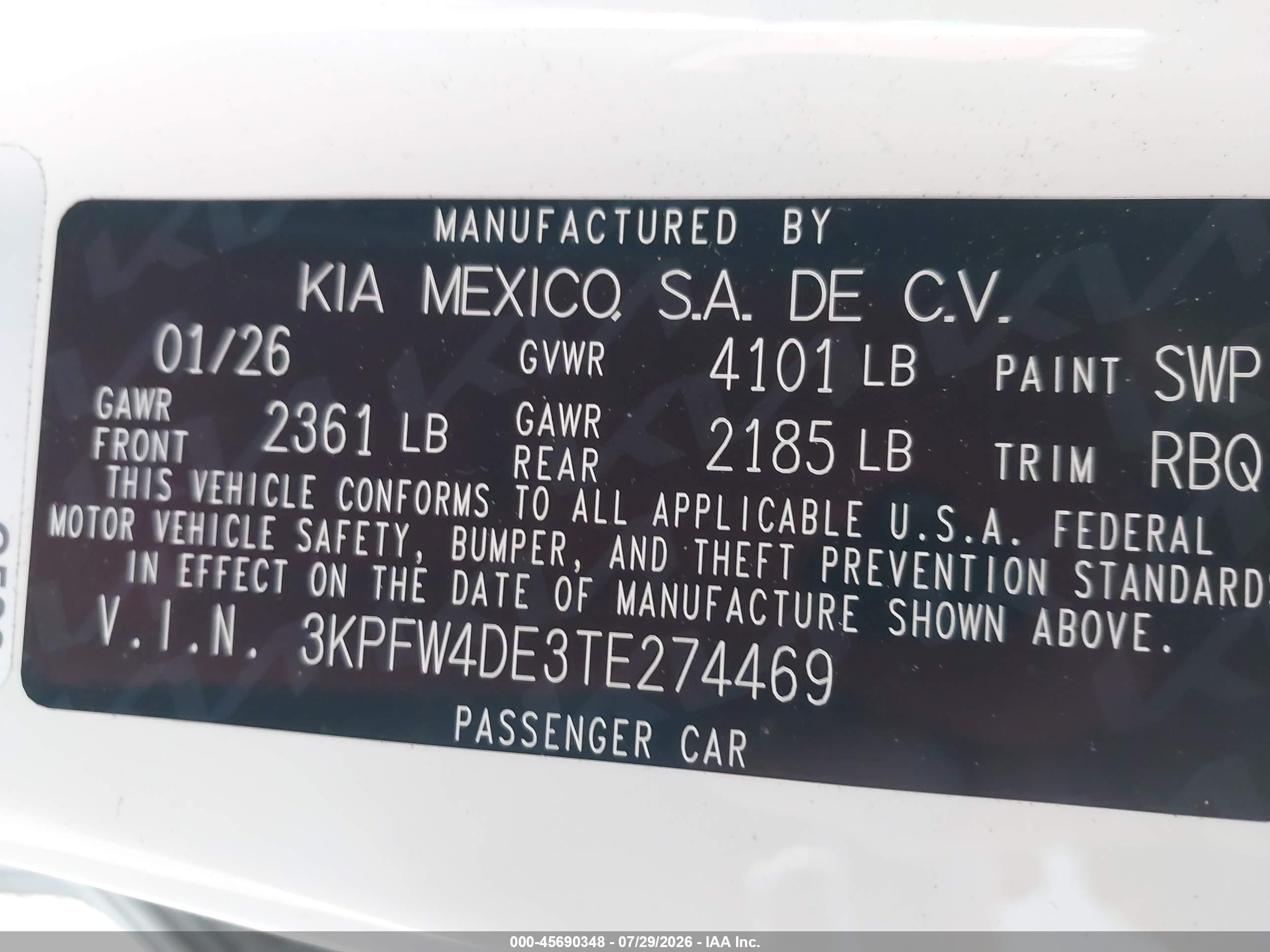 2026 Kia K4 Gt-line White vin: 3KPFW4DE3TE274469