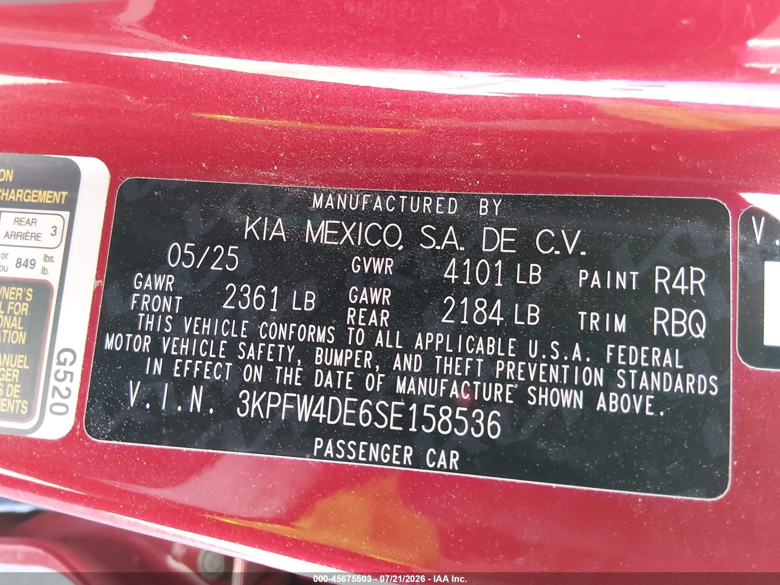 2025 Kia K4 Gt-line Red vin: 3KPFW4DE6SE158536