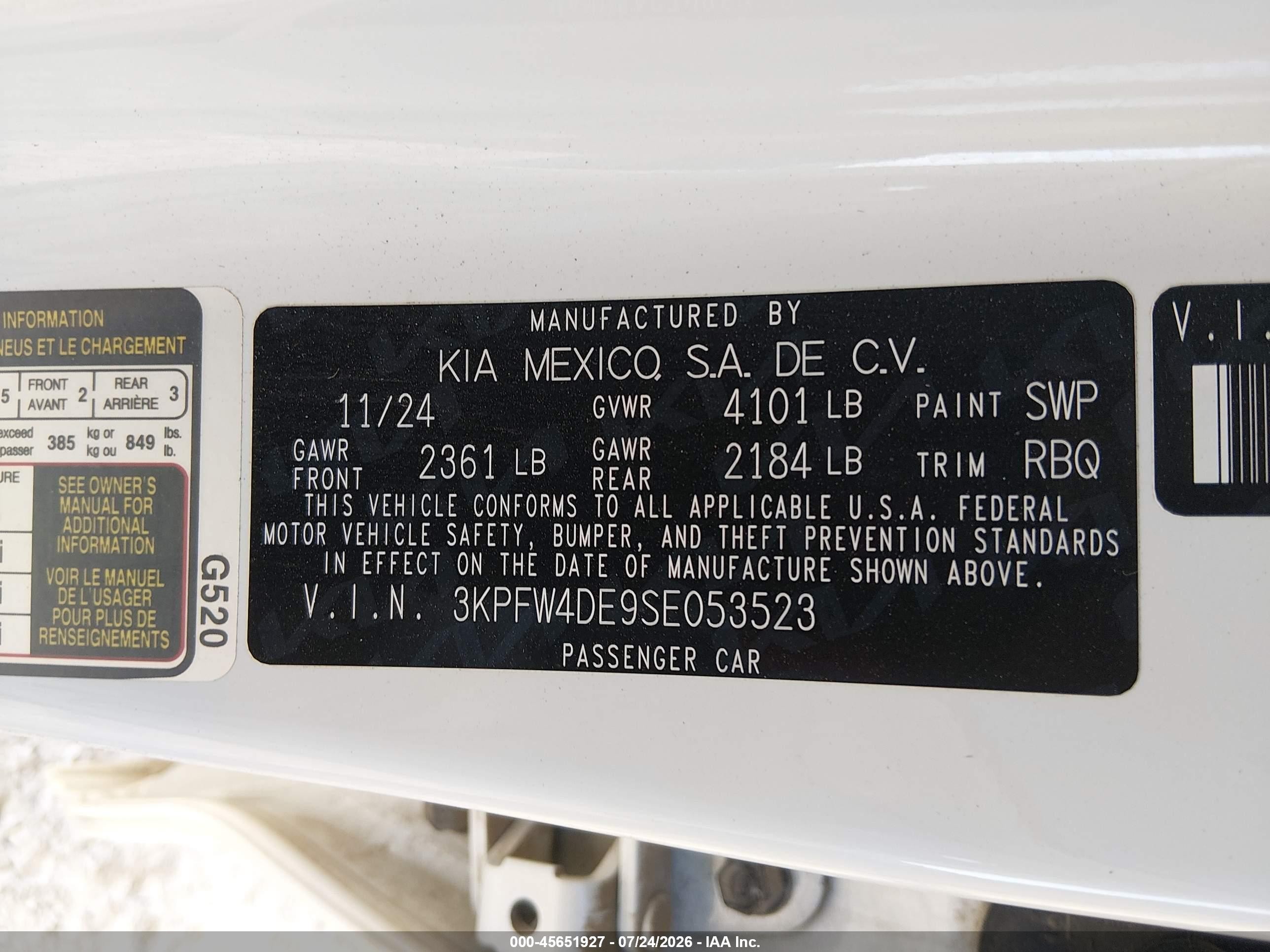 2025 Kia K4 Gt-line White vin: 3KPFW4DE9SE053523