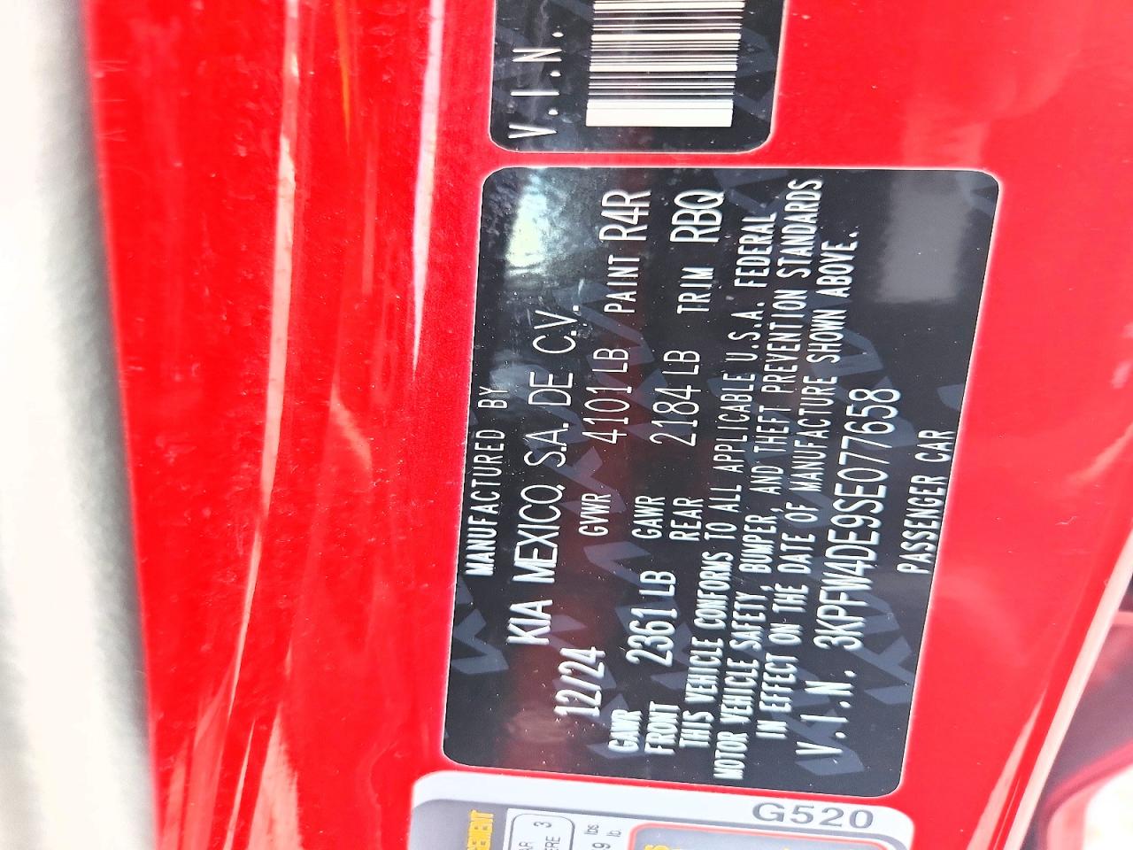 2025 Kia K4 Gt Line Red vin: 3KPFW4DE9SE077658