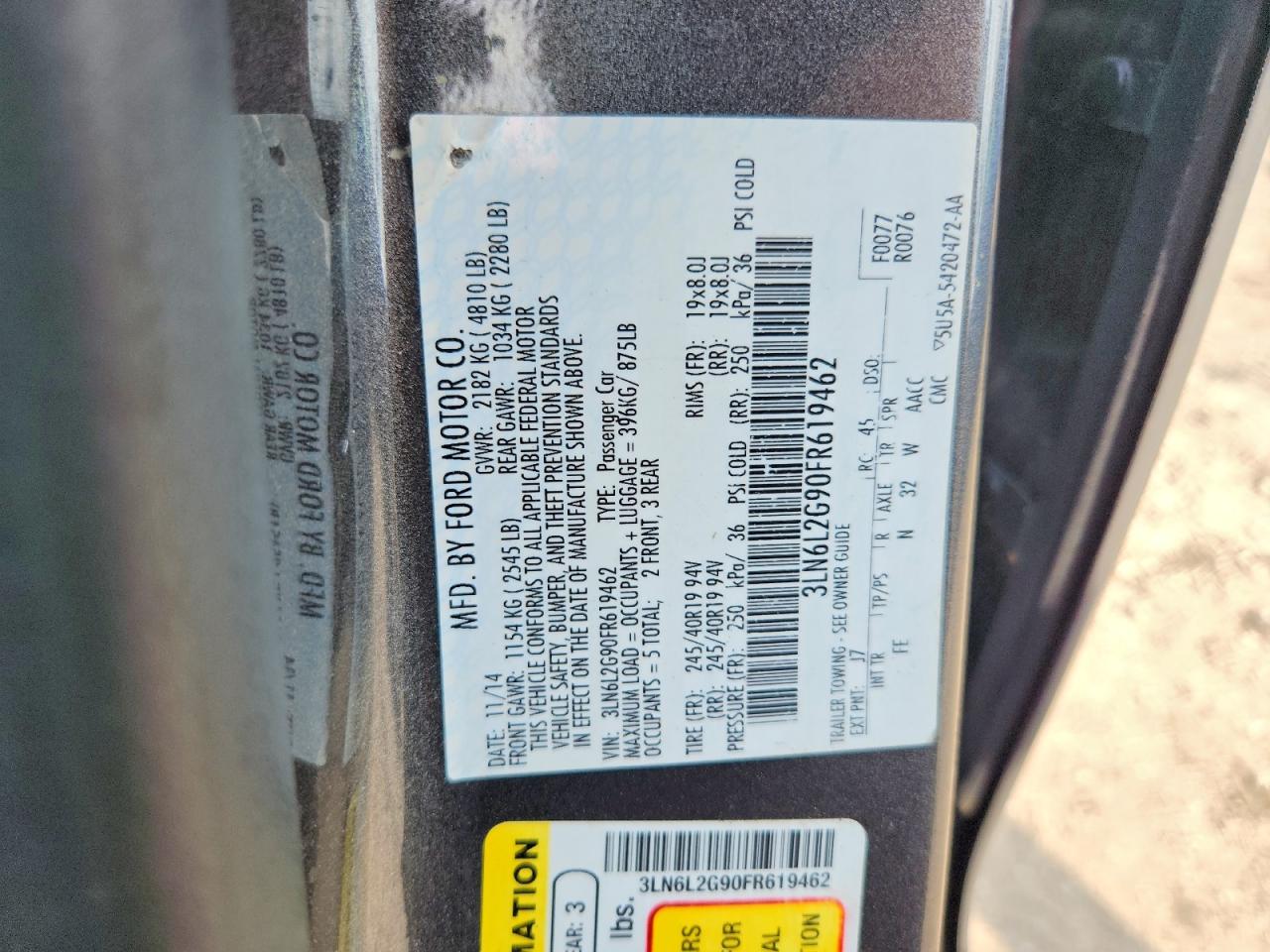 2015 Lincoln Mkz Gray vin: 3LN6L2G90FR619462