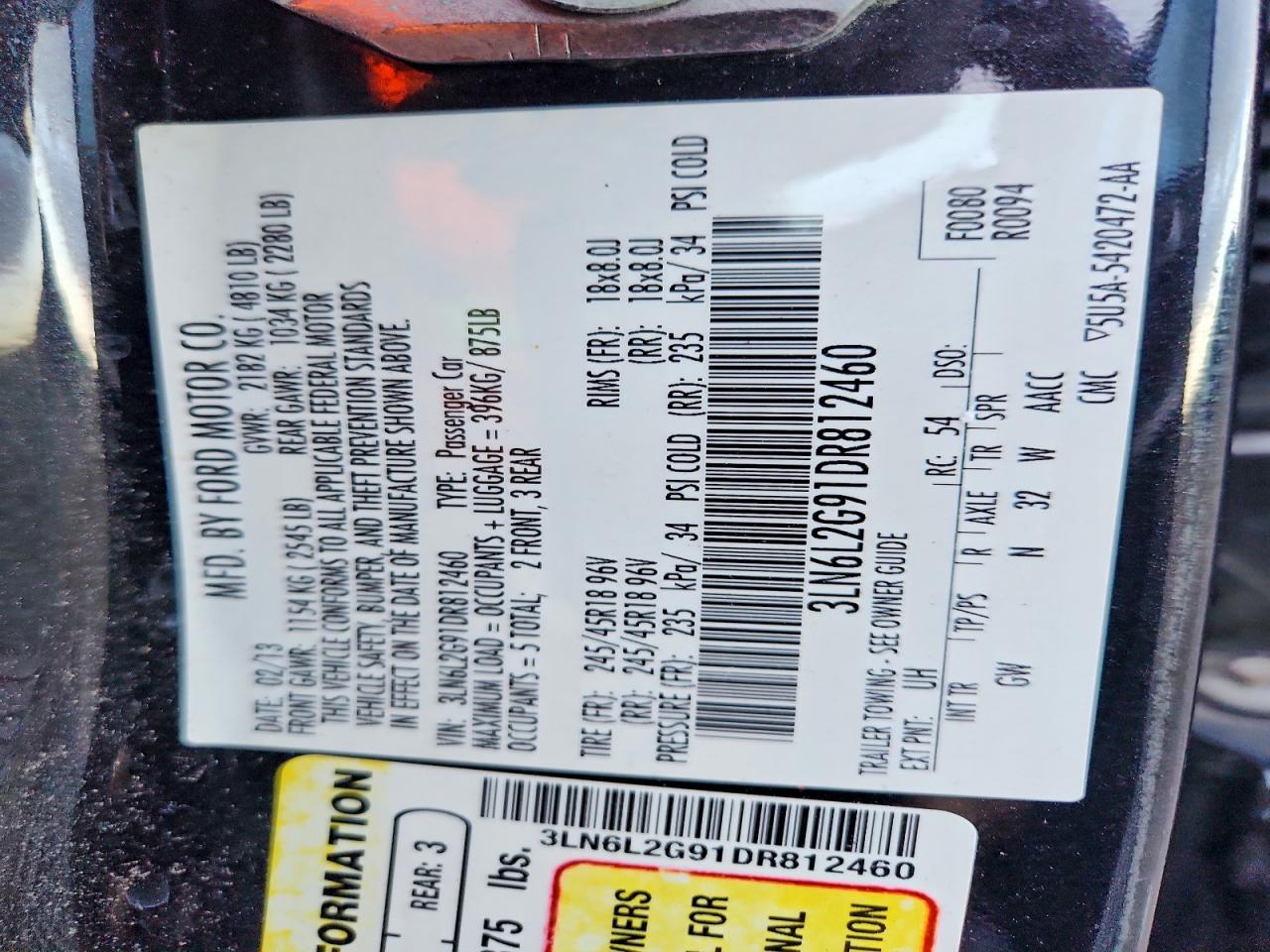 2013 Lincoln Mkz Black vin: 3LN6L2G91DR812460