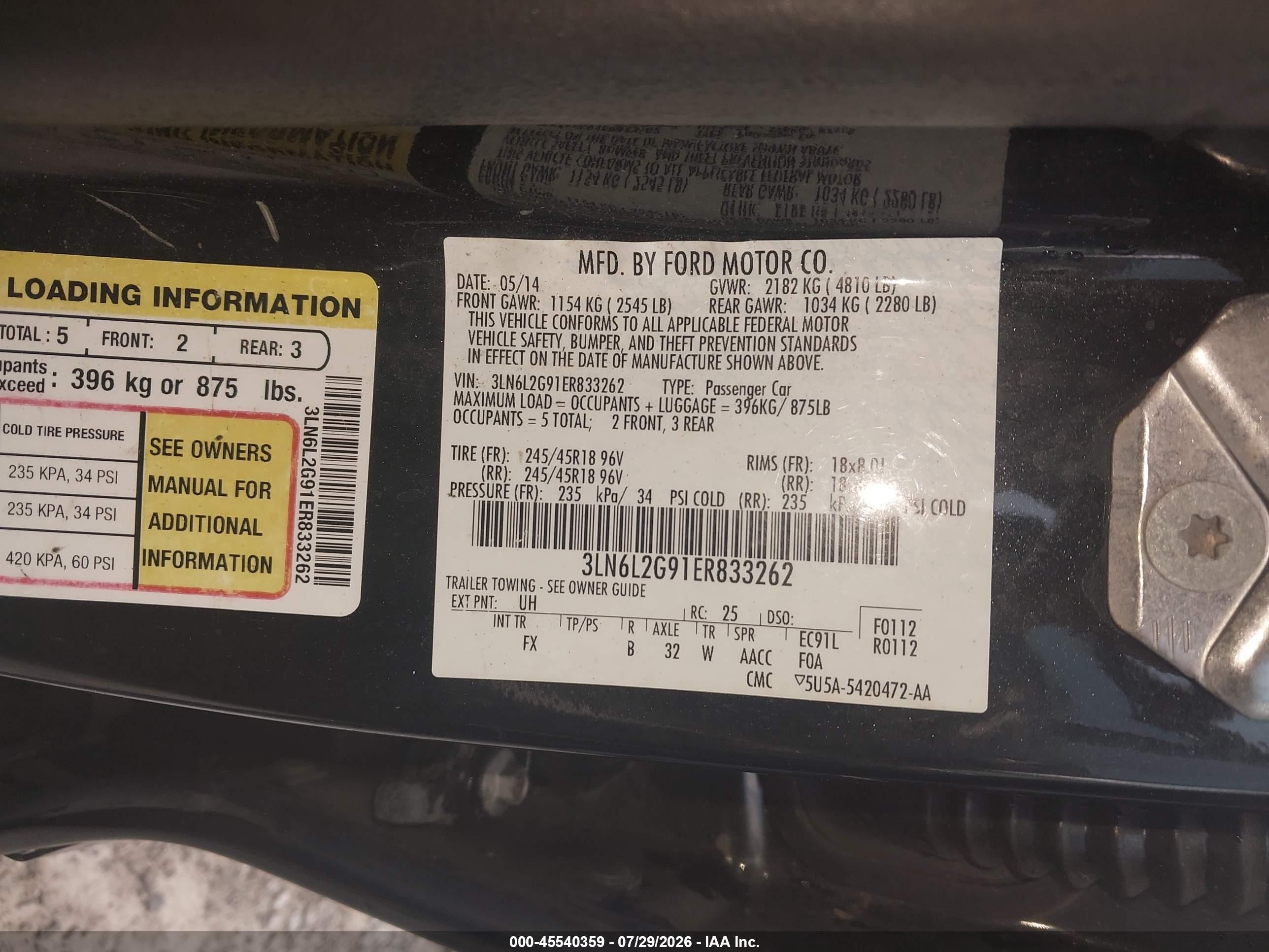 2014 Lincoln Mkz   Black vin: 3LN6L2G91ER833262