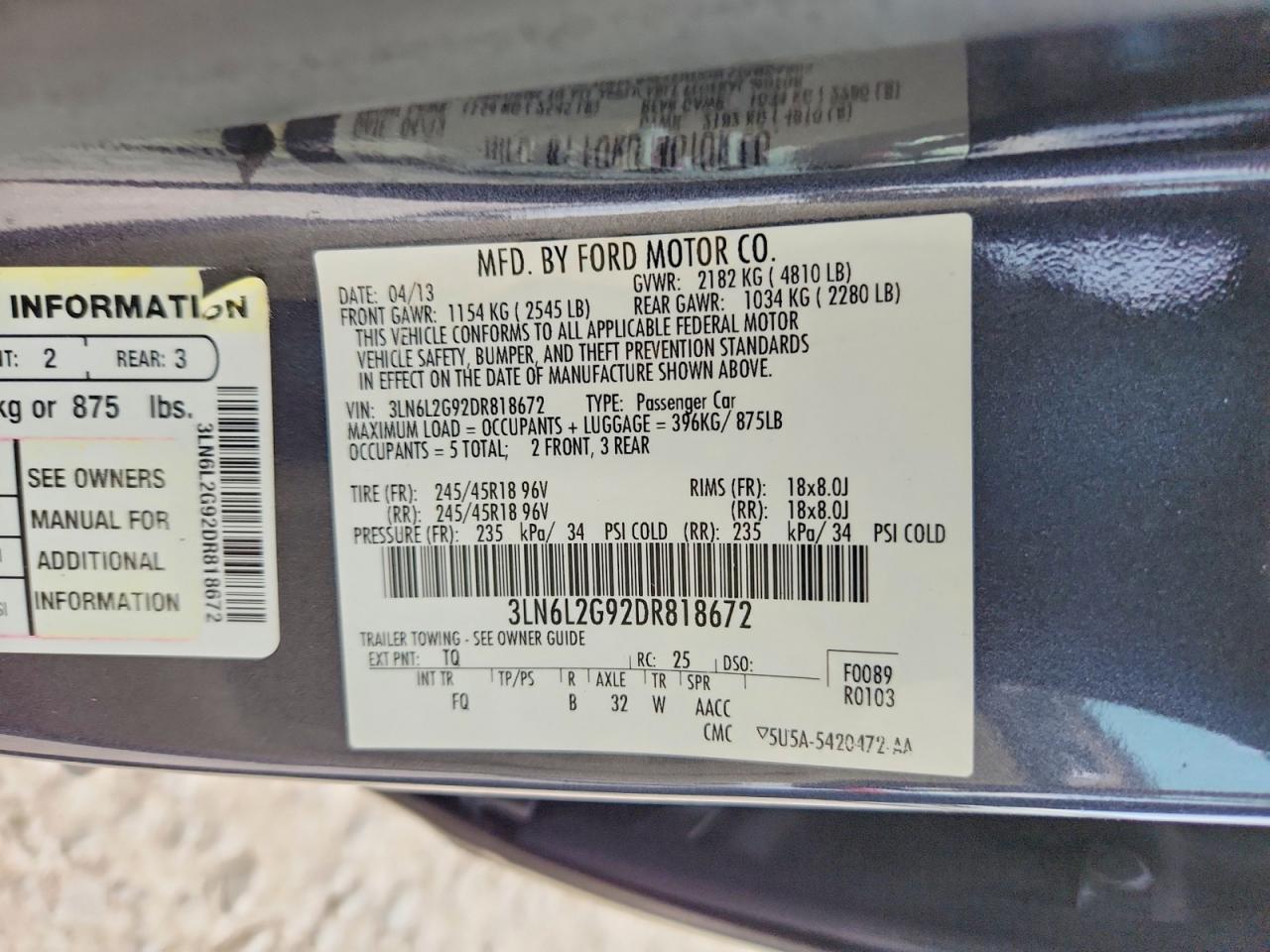 2013 Lincoln Mkz Gray vin: 3LN6L2G92DR818672