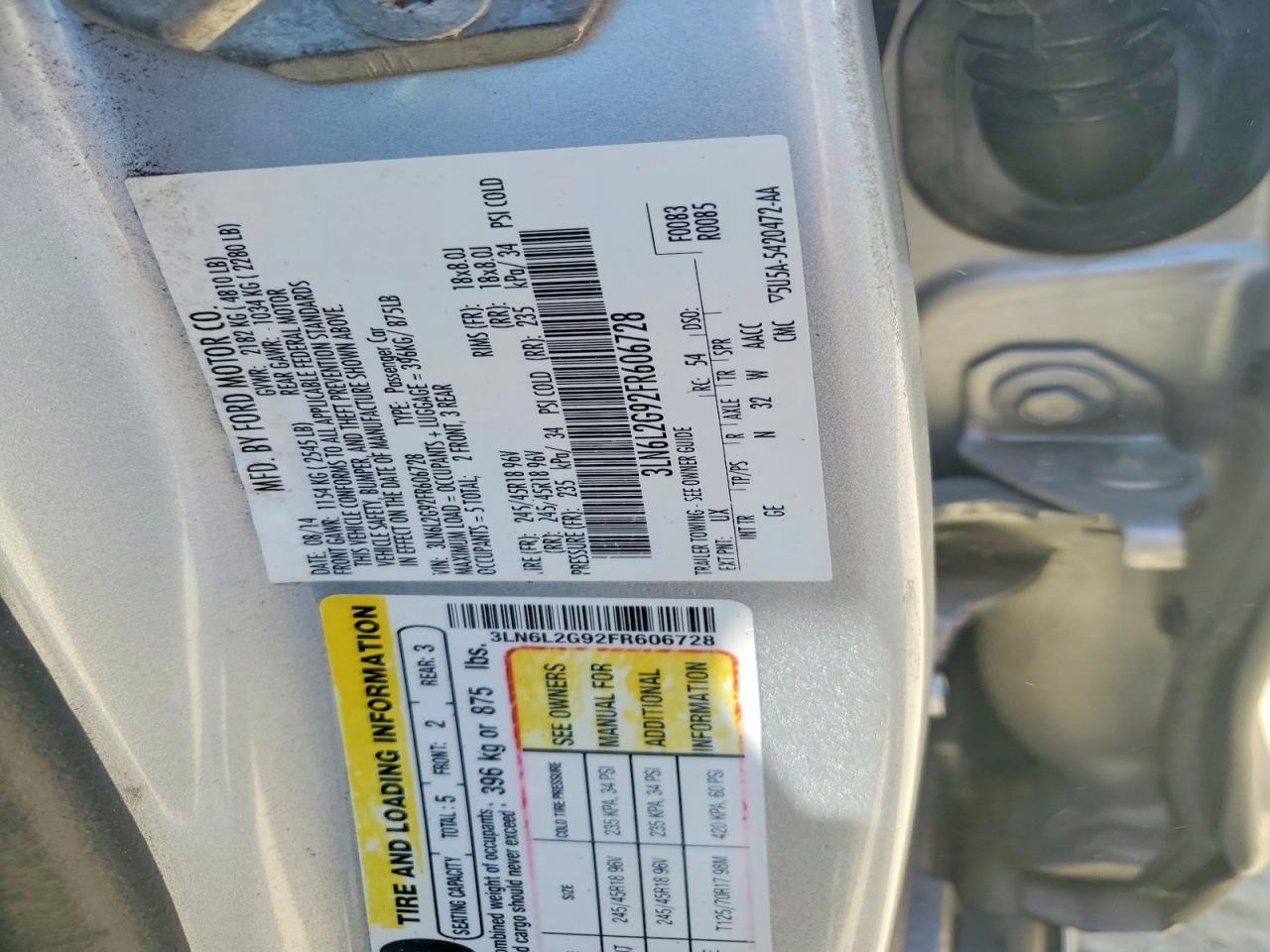 2015 Lincoln Mkz Gray vin: 3LN6L2G92FR606728