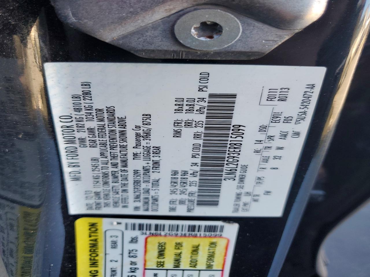 2014 Lincoln Mkz Black vin: 3LN6L2G93ER815099