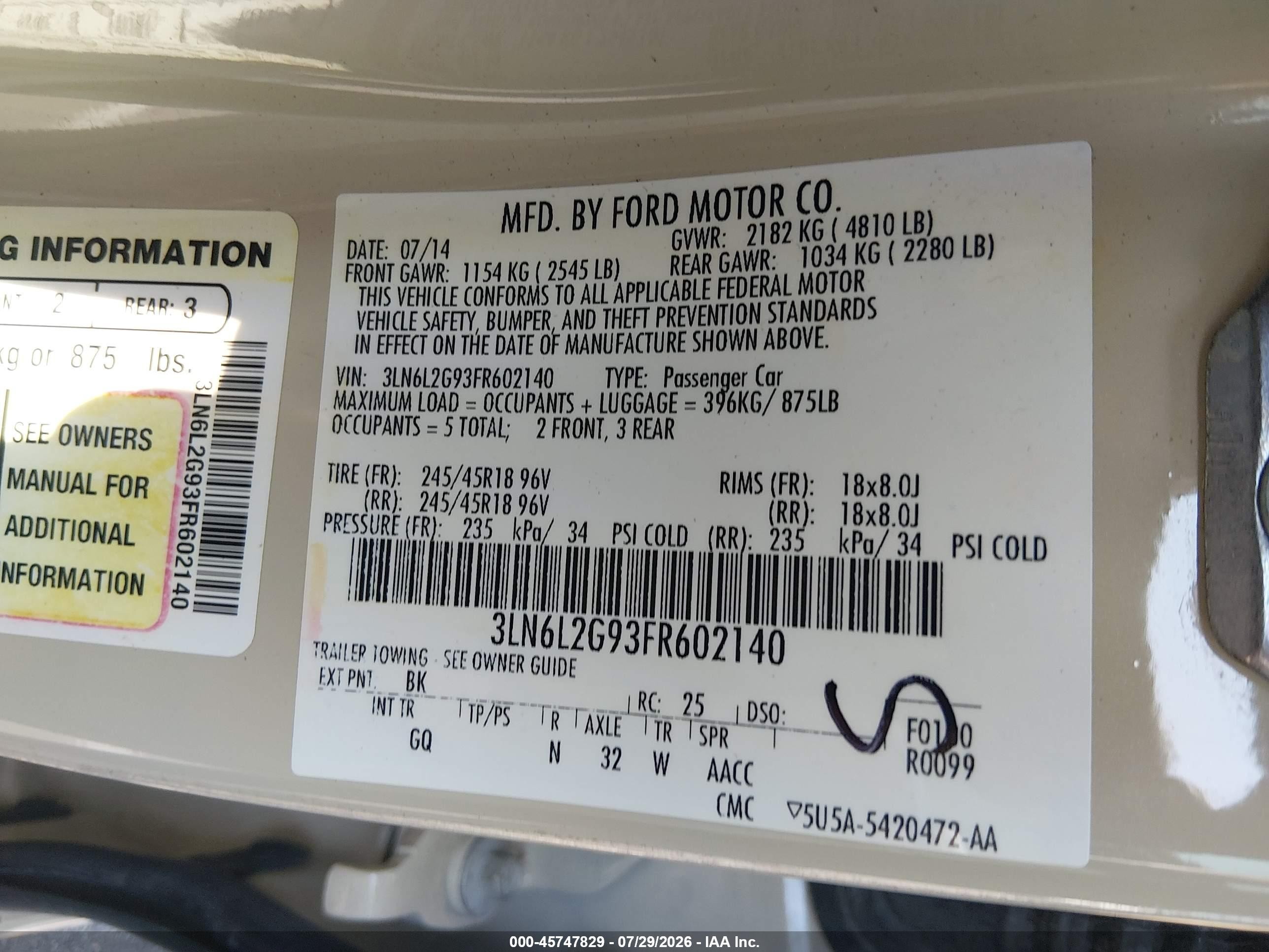 2015 Lincoln Mkz   Cream vin: 3LN6L2G93FR602140