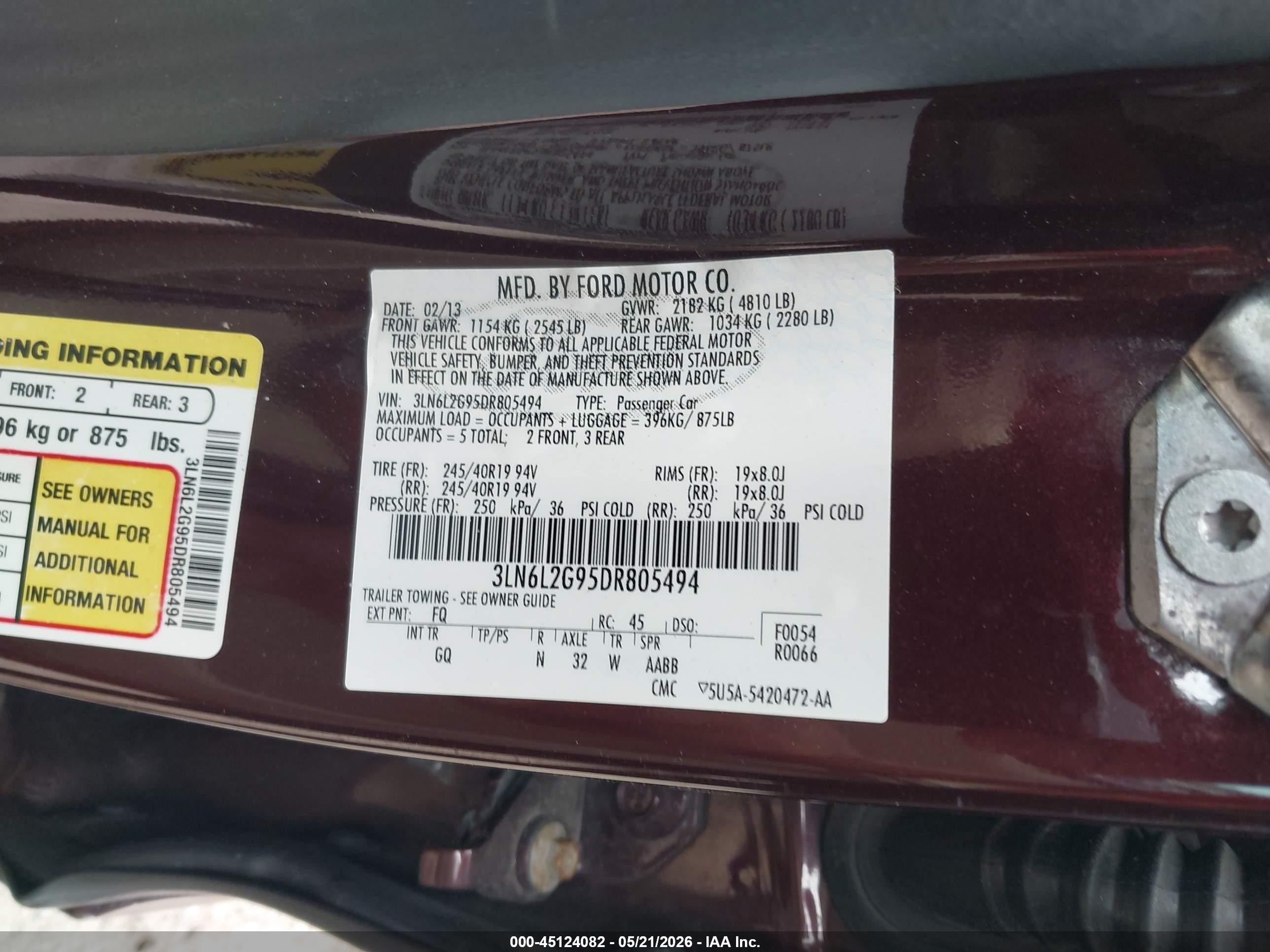 2013 Lincoln Mkz   Бордовый vin: 3LN6L2G95DR805494