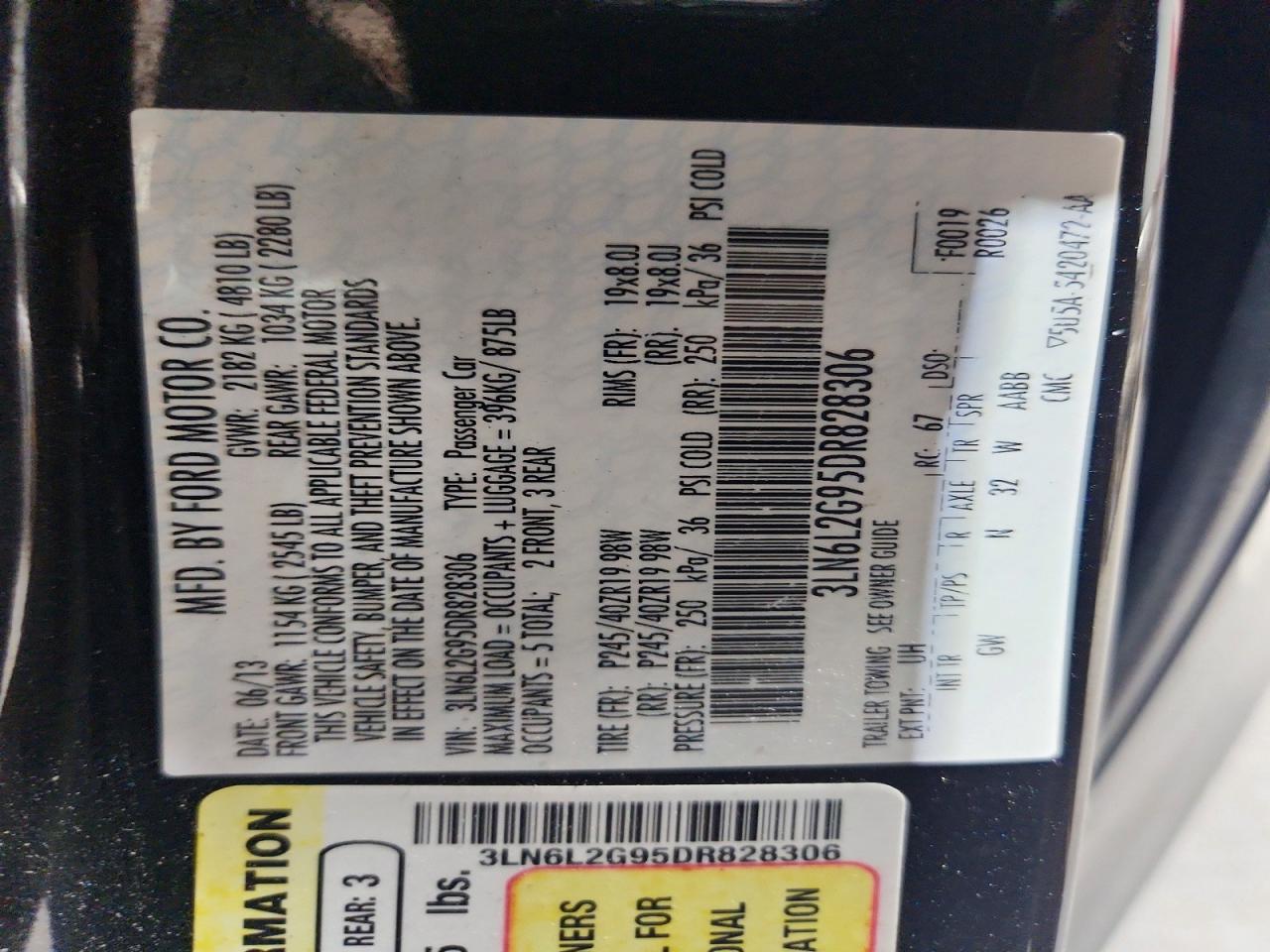 2013 Lincoln Mkz Черный vin: 3LN6L2G95DR828306