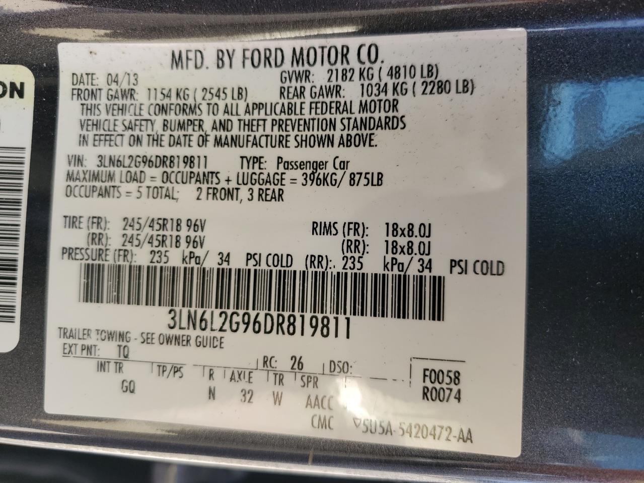 2013 Lincoln Mkz Gray vin: 3LN6L2G96DR819811