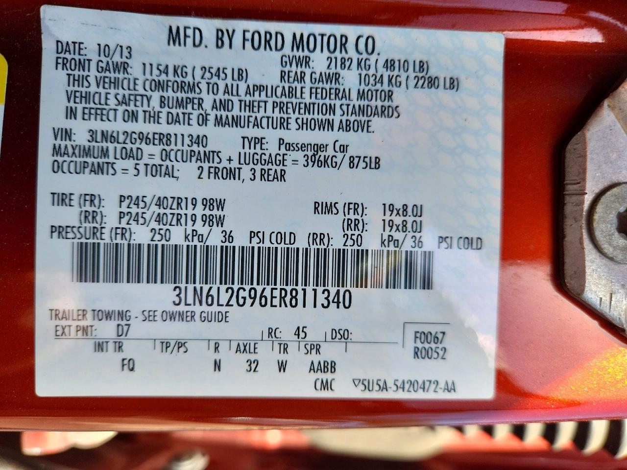 2014 Lincoln Mkz Red vin: 3LN6L2G96ER811340