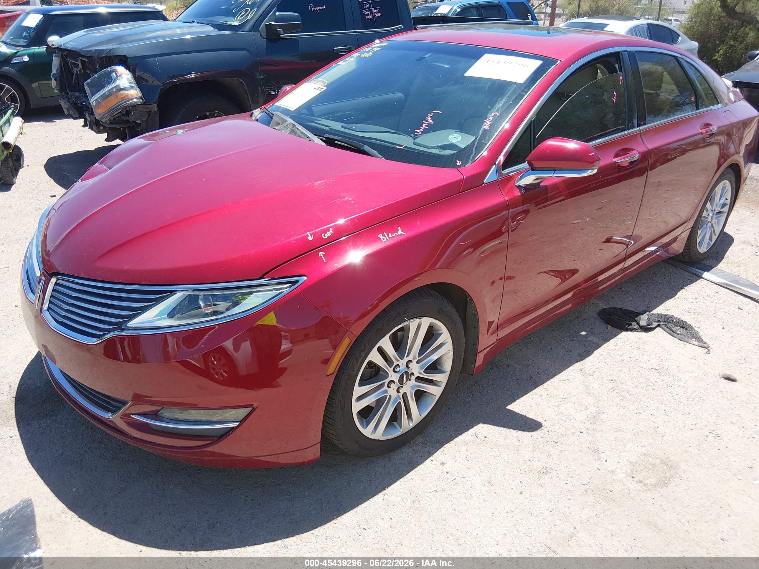 2014 Lincoln Mkz   Red vin: 3LN6L2G97ER800704