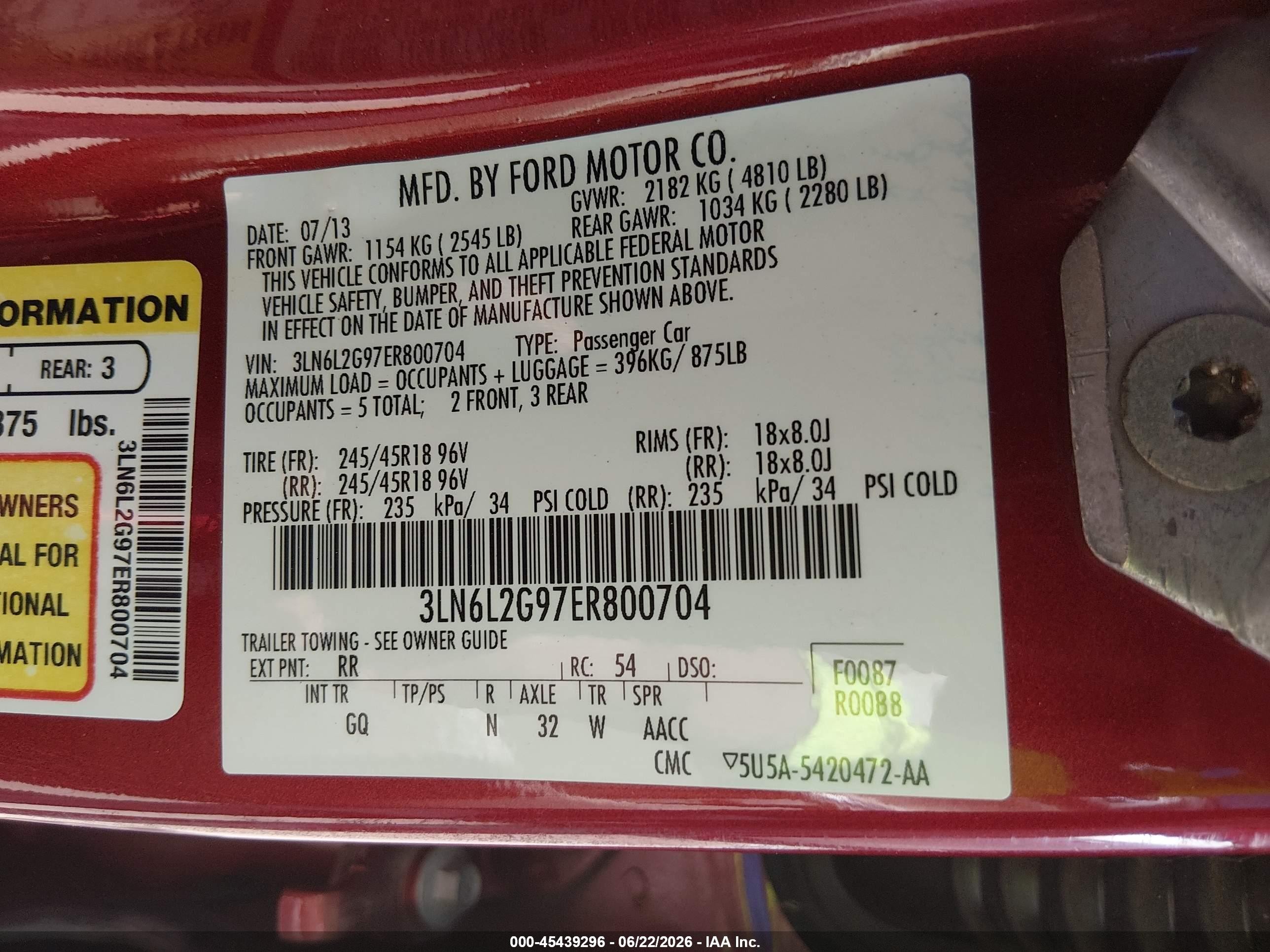 2014 Lincoln Mkz   Red vin: 3LN6L2G97ER800704