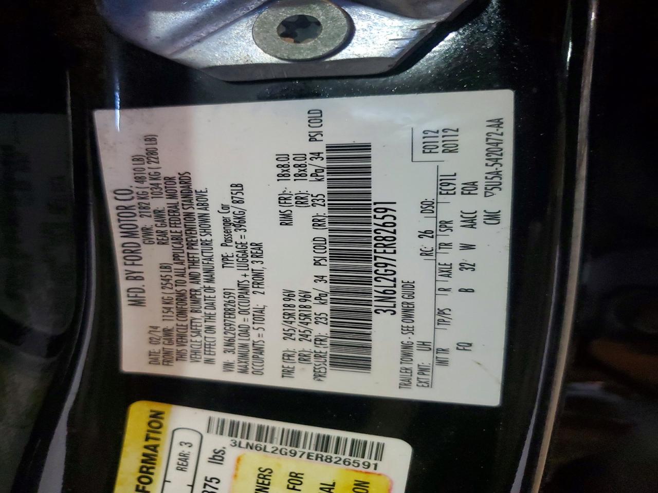 2014 Lincoln Mkz Black vin: 3LN6L2G97ER826591