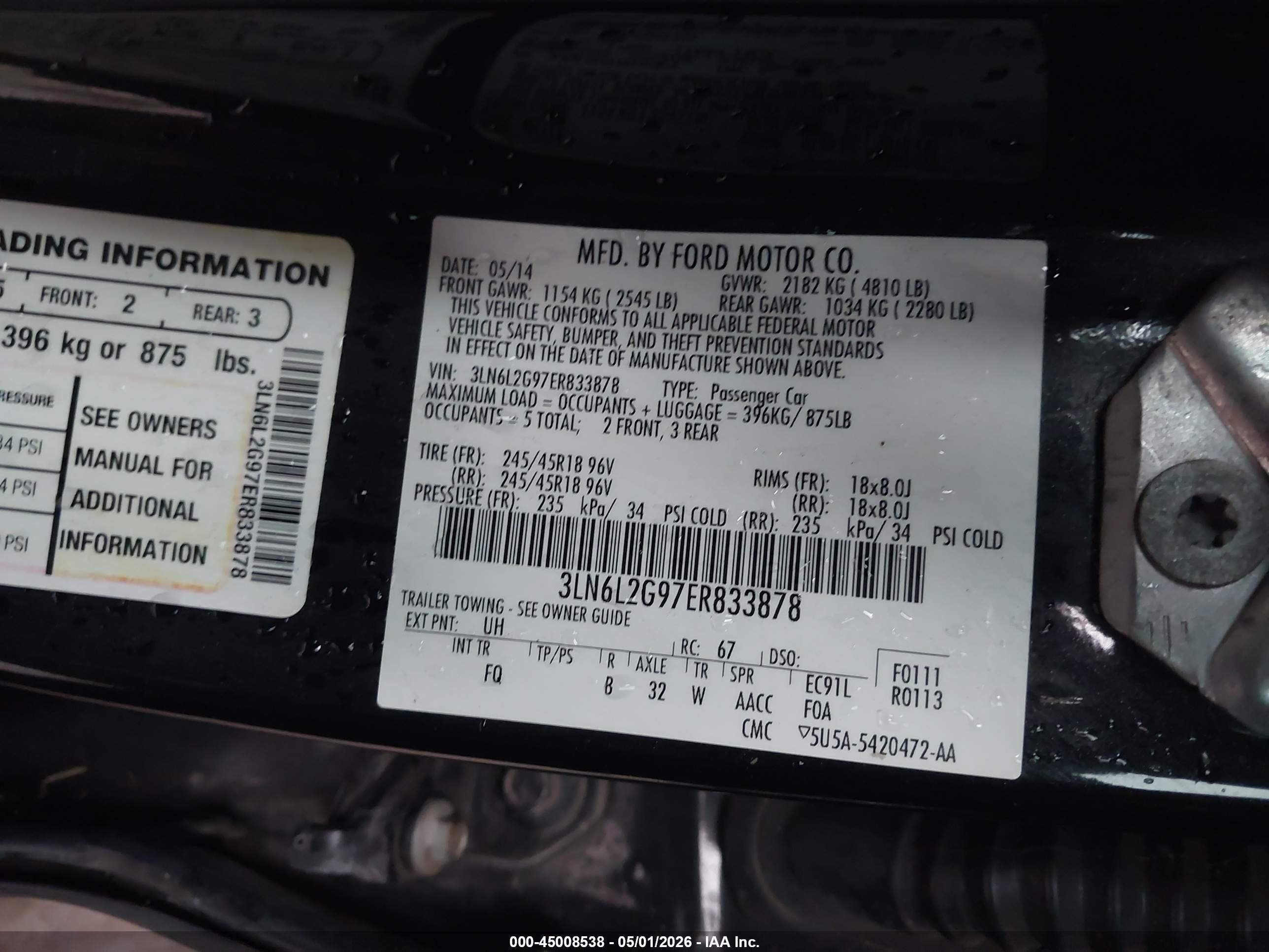 2014 Lincoln Mkz   Темно-бордовый vin: 3LN6L2G97ER833878