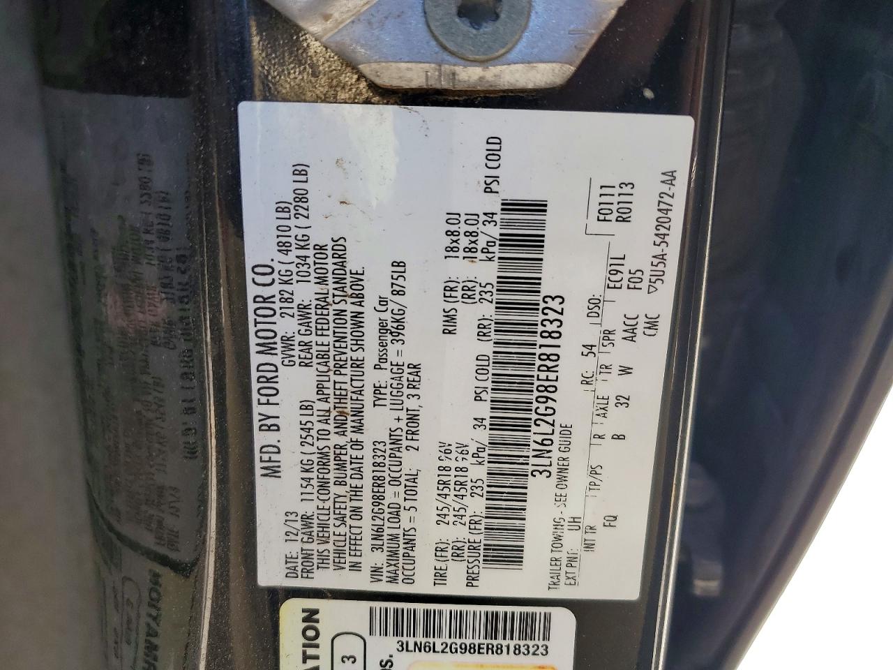 2014 Lincoln Mkz Black vin: 3LN6L2G98ER818323