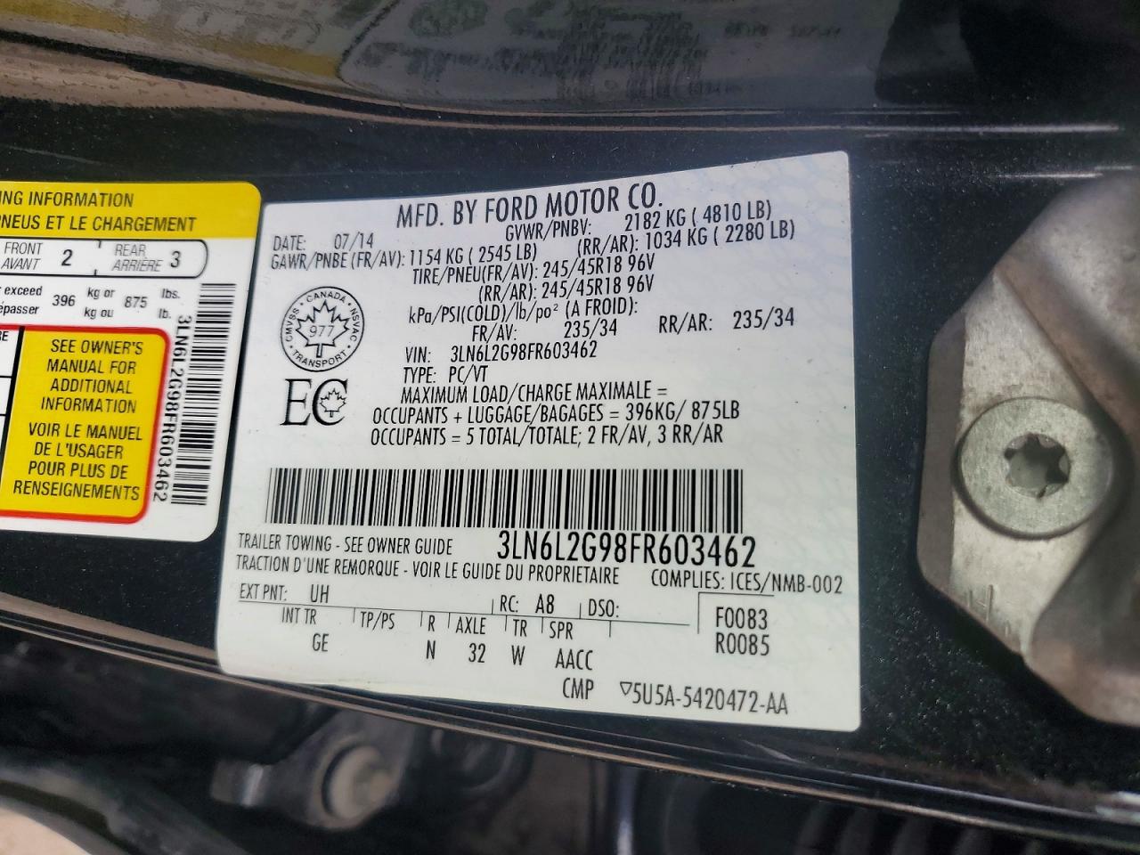 2015 Lincoln Mkz Black vin: 3LN6L2G98FR603462