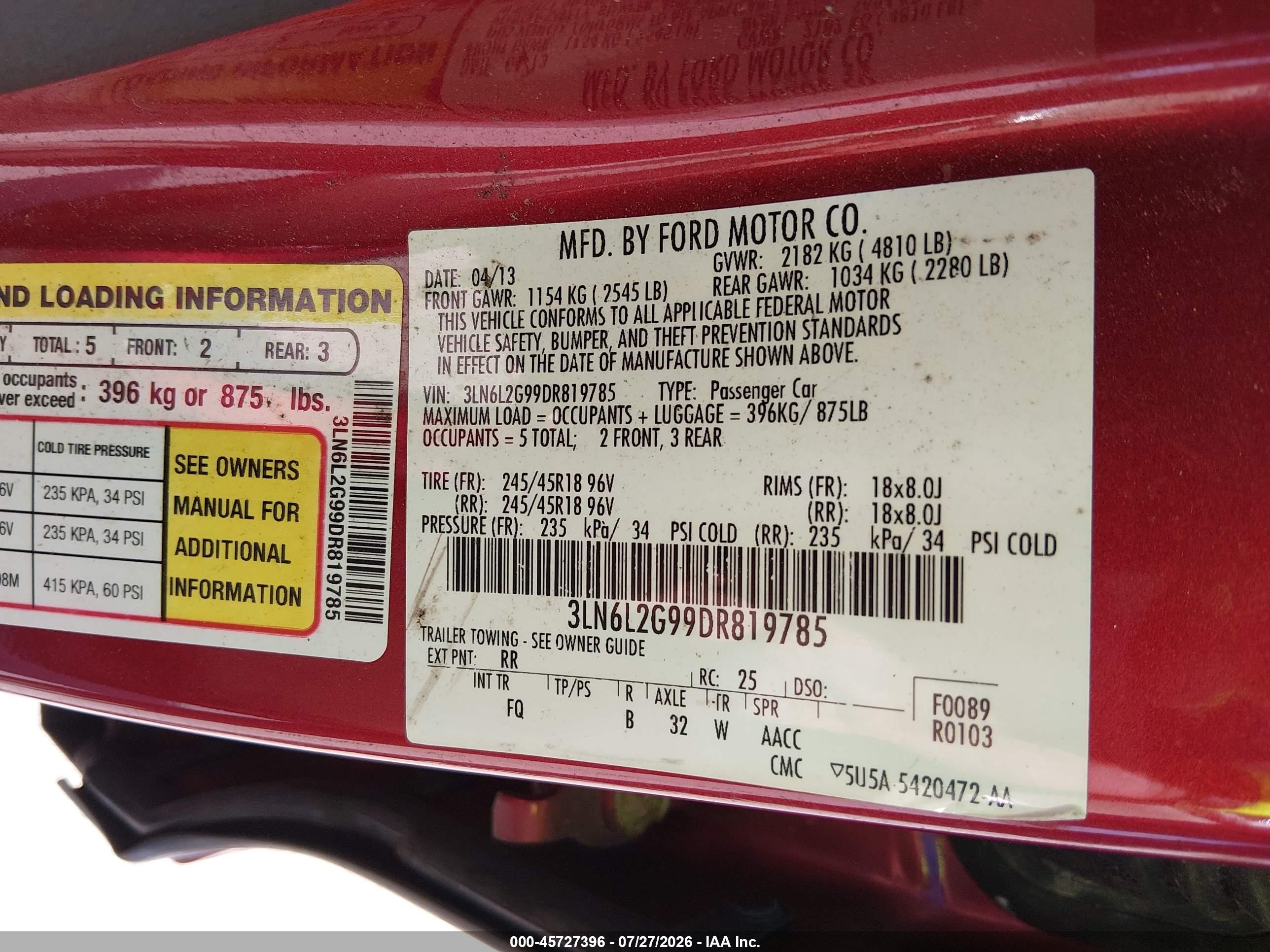 2013 Lincoln Mkz   Бордовый vin: 3LN6L2G99DR819785