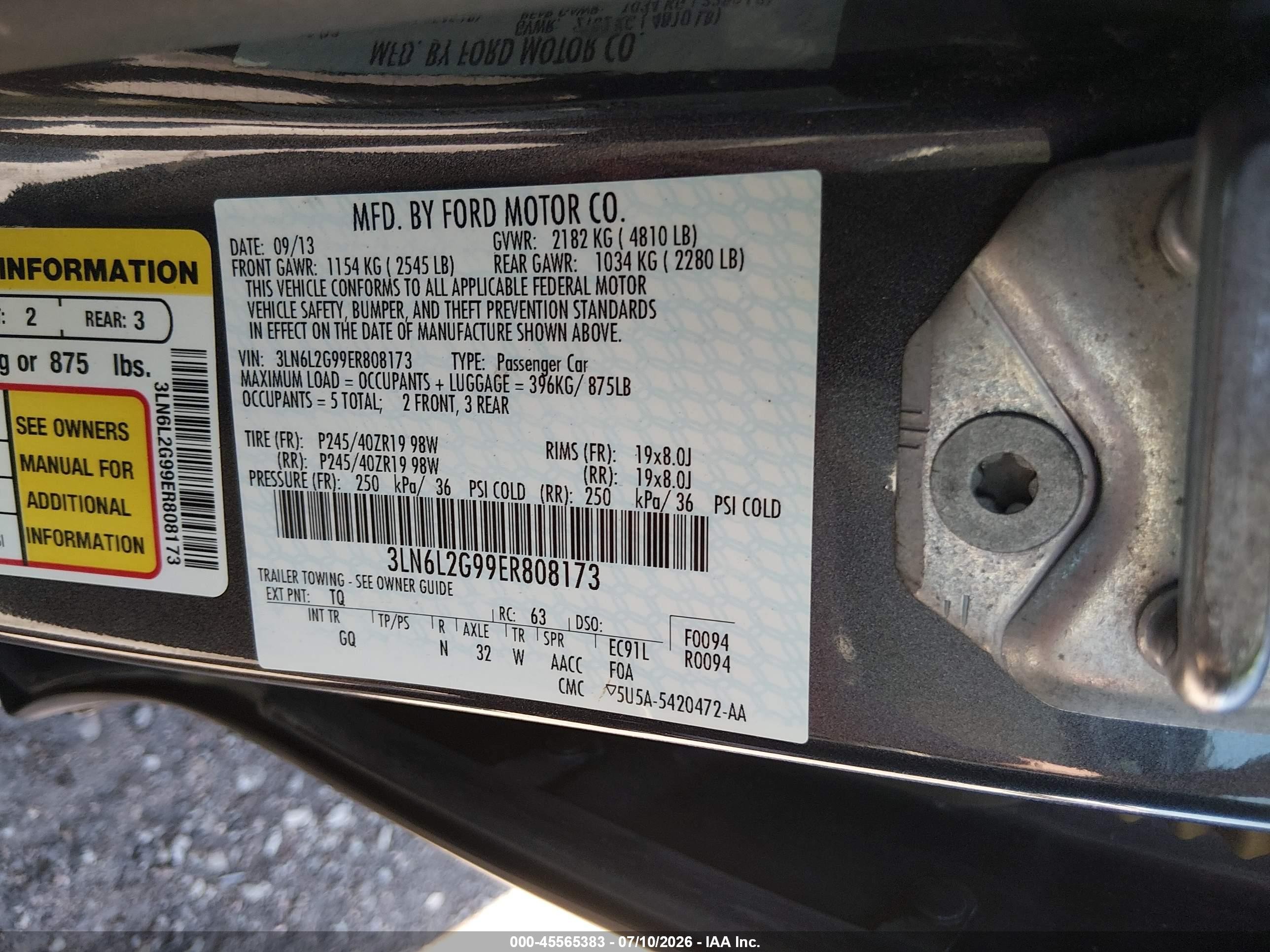 2014 Lincoln Mkz Blue vin: 3LN6L2G99ER808173