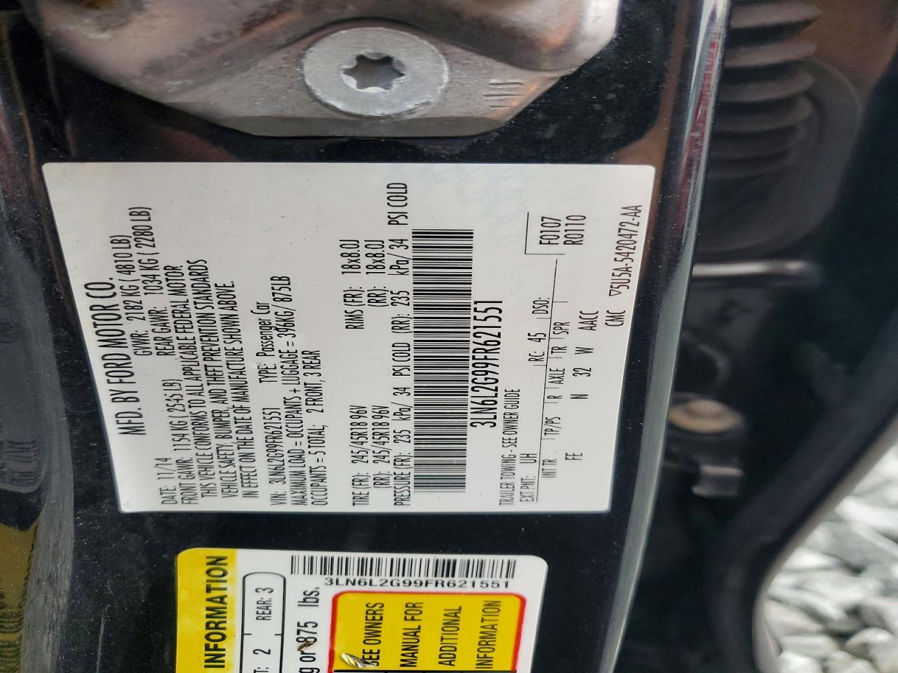 2015 Lincoln Mkz Черный vin: 3LN6L2G99FR621551