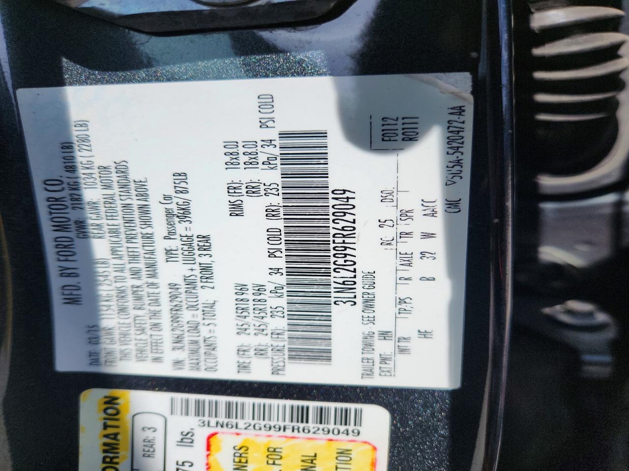 2015 Lincoln Mkz Green vin: 3LN6L2G99FR629049