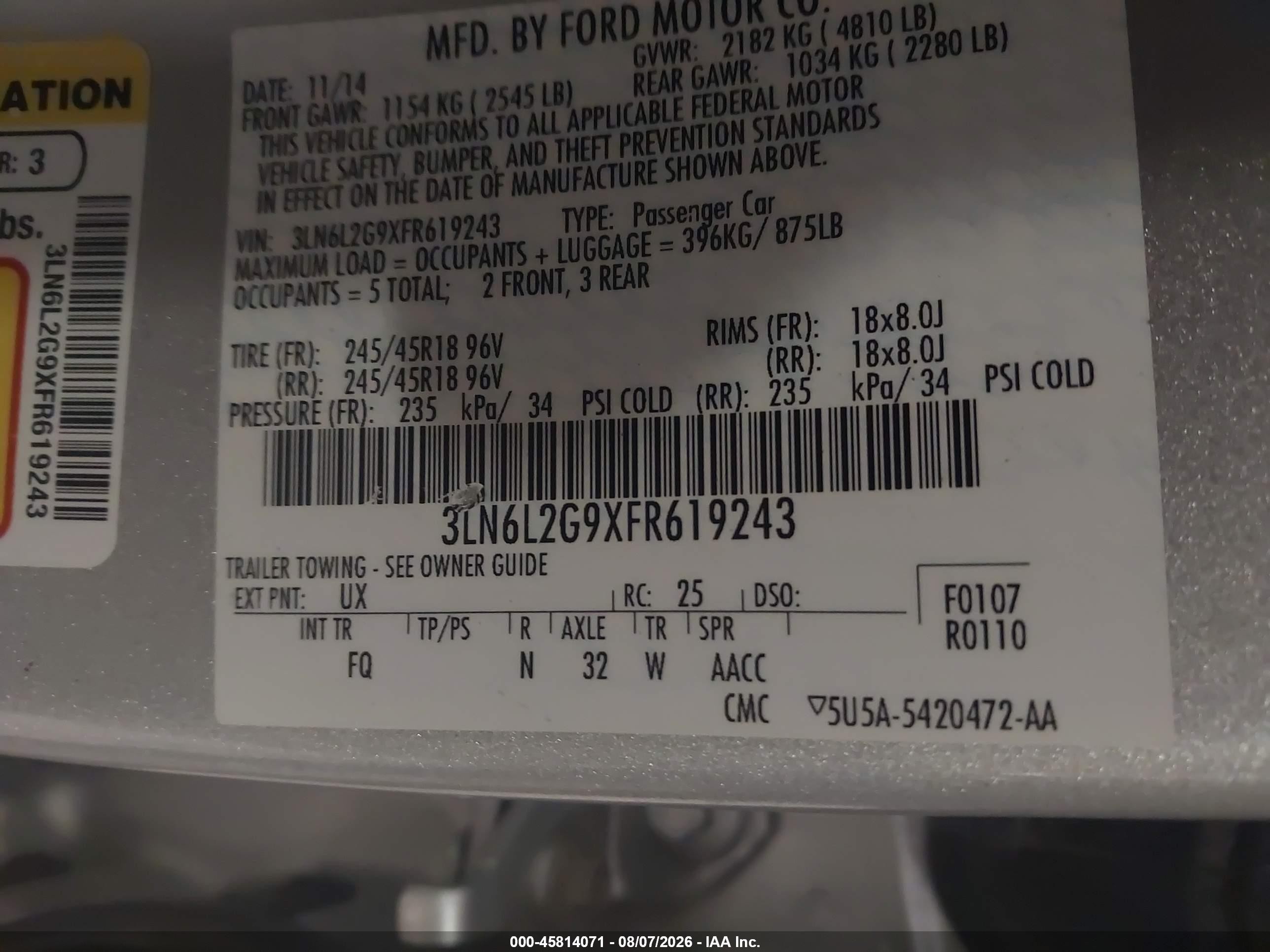 2015 Lincoln Mkz   Серебряный vin: 3LN6L2G9XFR619243