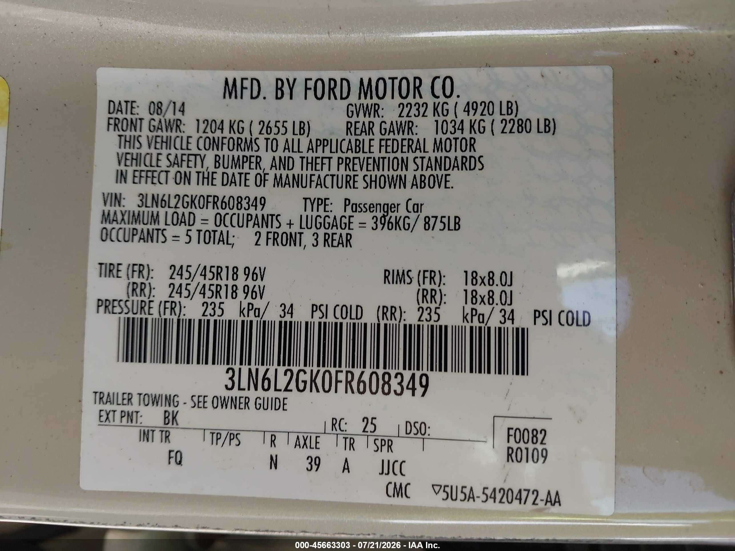 2015 Lincoln Mkz   Cream vin: 3LN6L2GK0FR608349