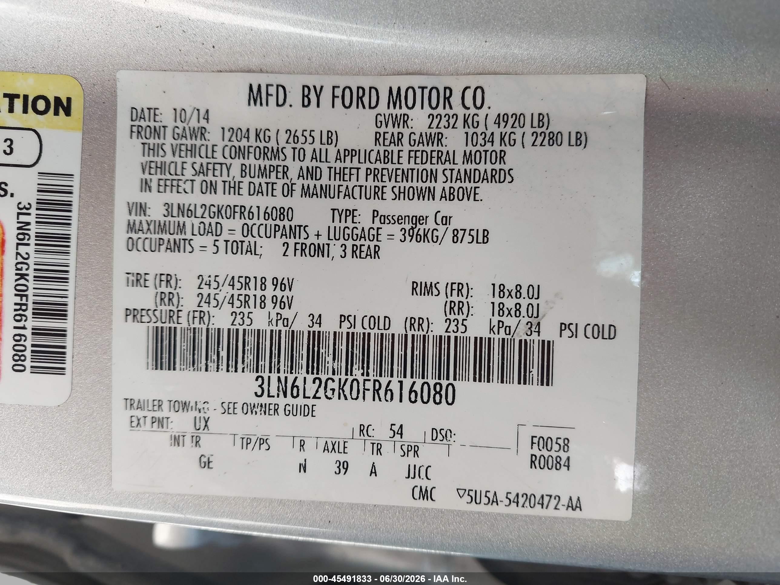 2015 Lincoln Mkz   Silver vin: 3LN6L2GK0FR616080