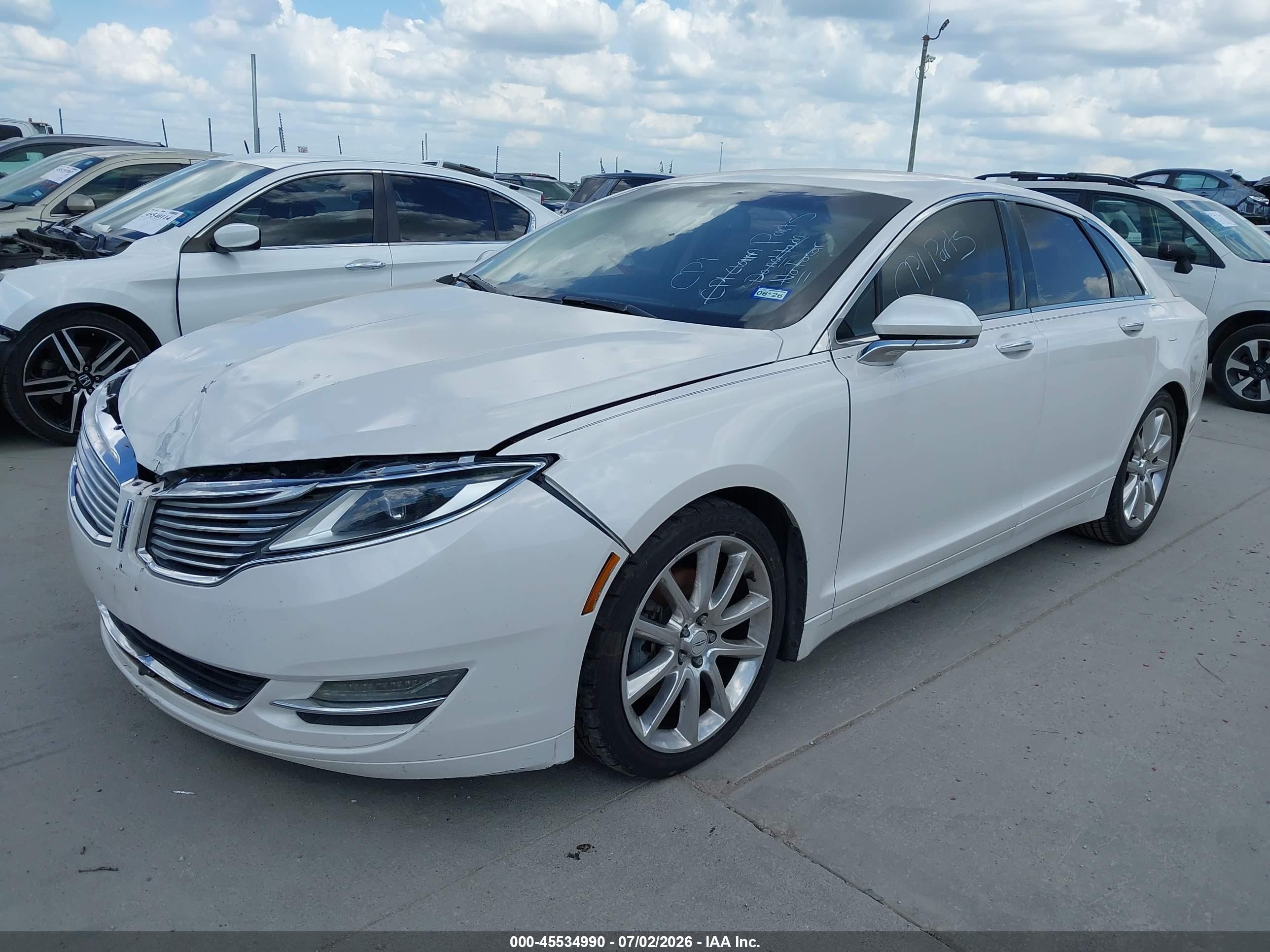 2014 Lincoln Mkz   Белый vin: 3LN6L2GK1ER802323