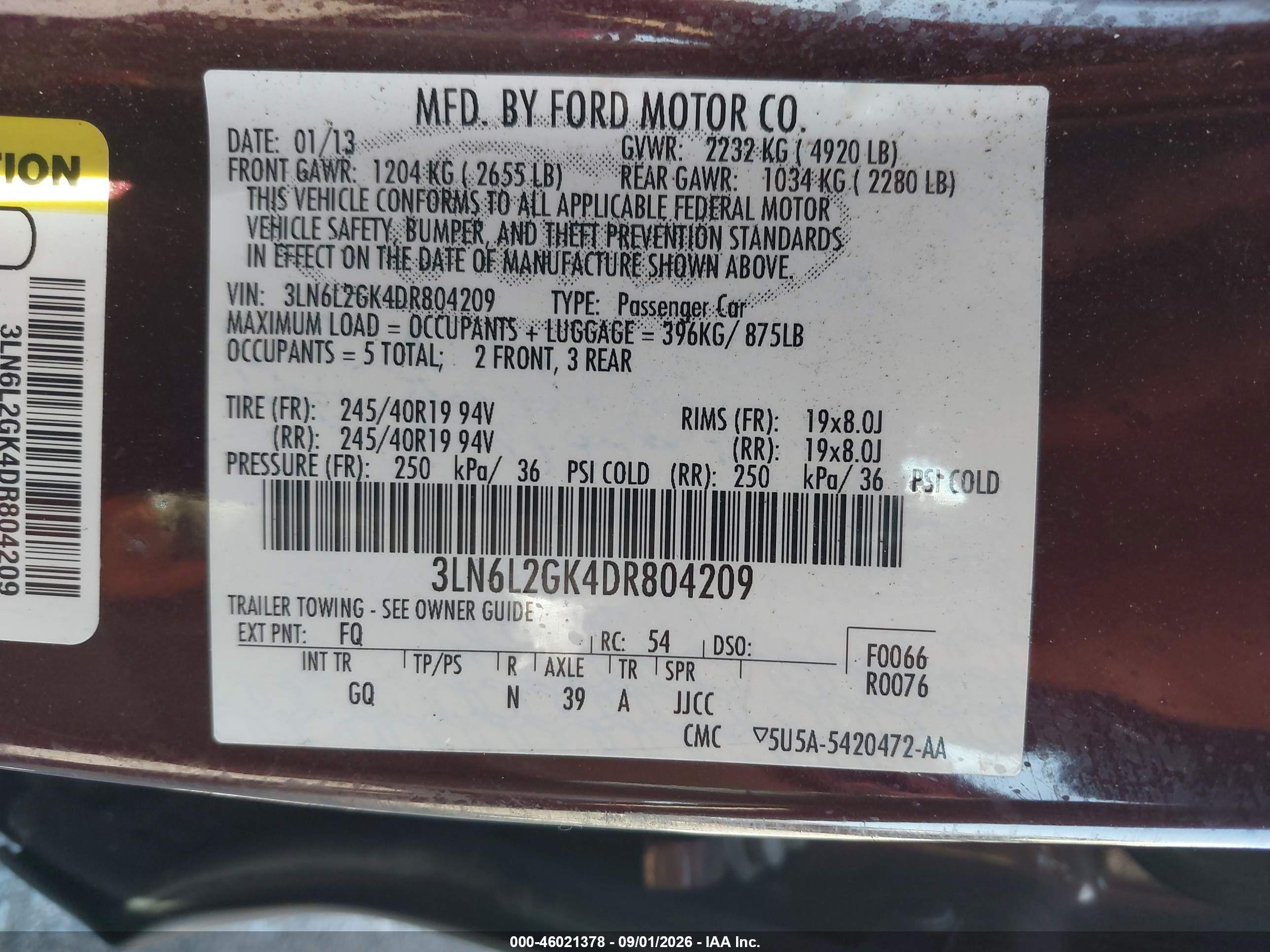 2013 Lincoln Mkz Бордовый vin: 3LN6L2GK4DR804209
