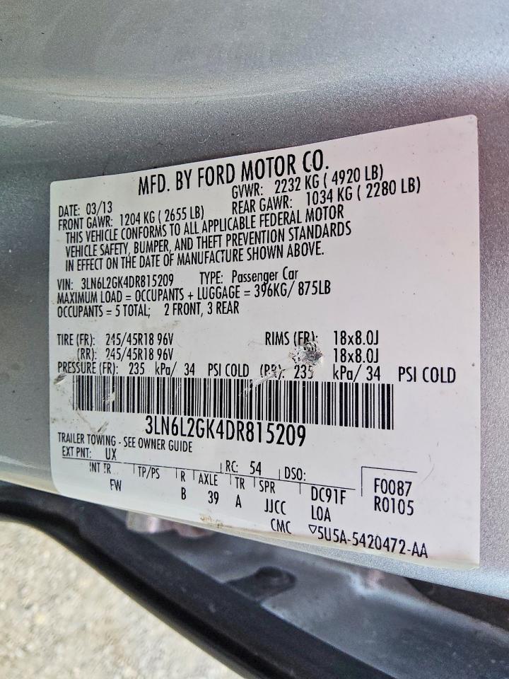 2013 Lincoln Mkz Silver vin: 3LN6L2GK4DR815209