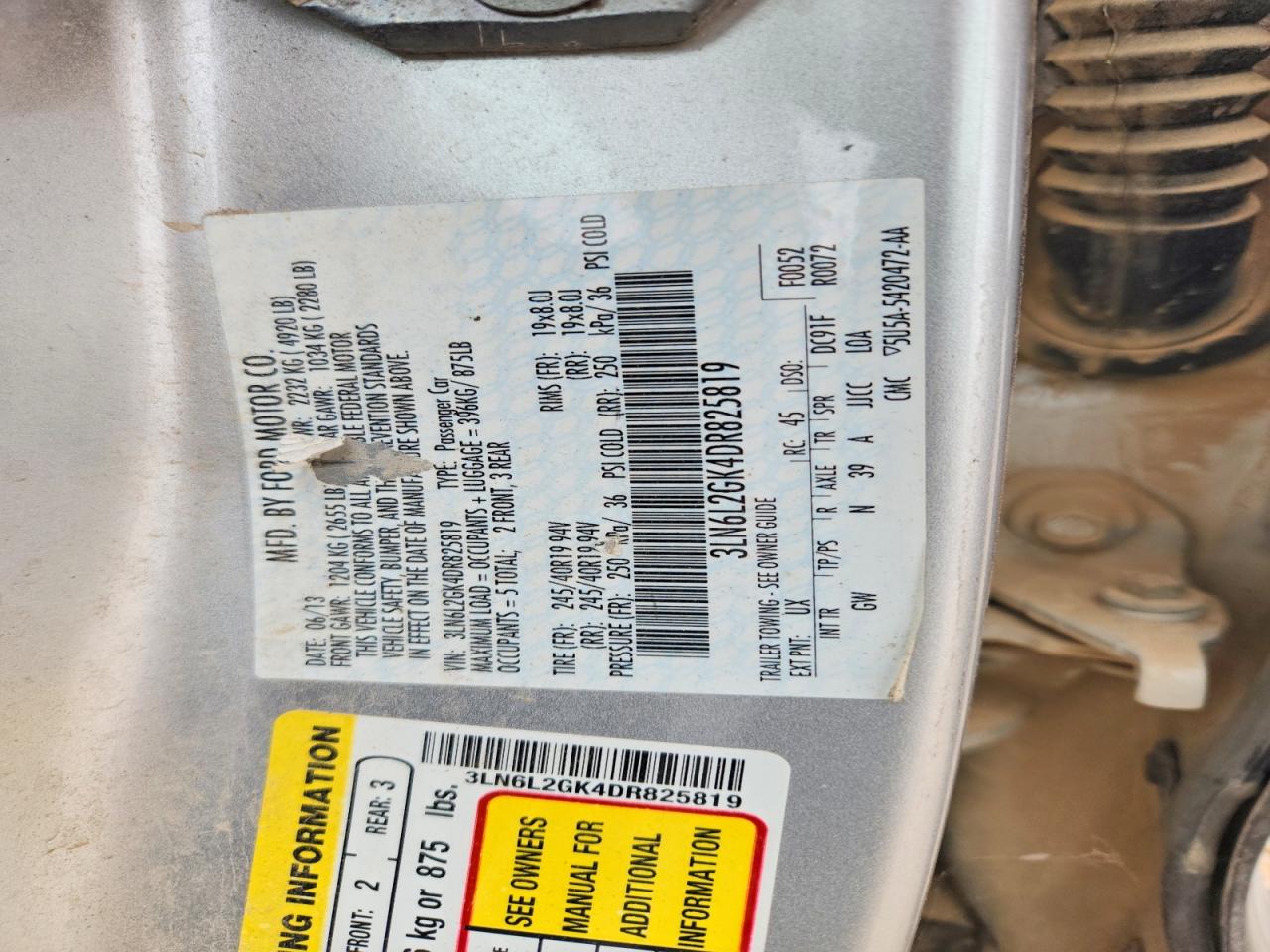 2013 Lincoln Mkz Серебряный vin: 3LN6L2GK4DR825819
