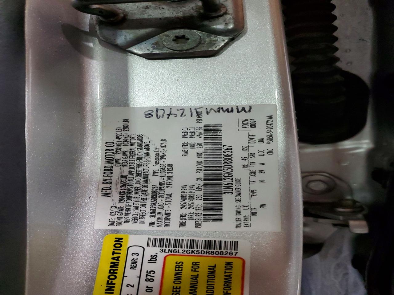 2013 Lincoln Mkz Silver vin: 3LN6L2GK5DR808267