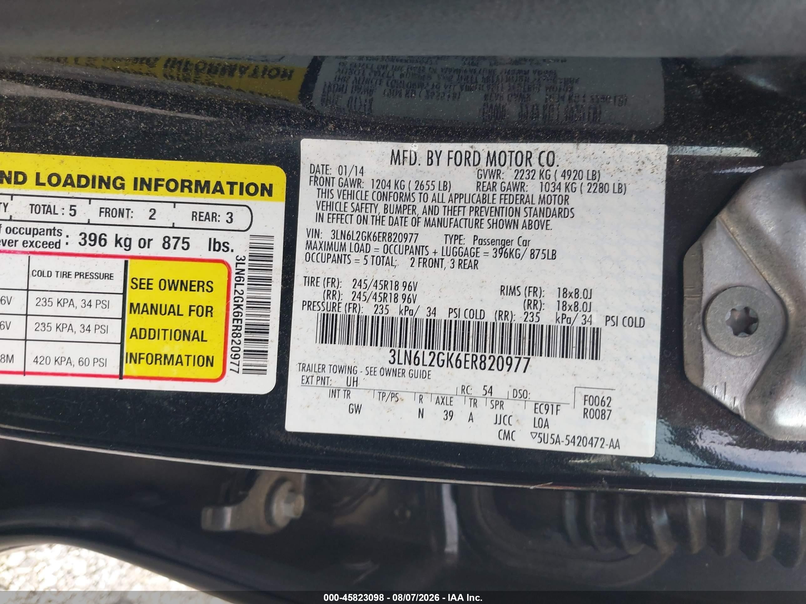2014 Lincoln Mkz Black vin: 3LN6L2GK6ER820977