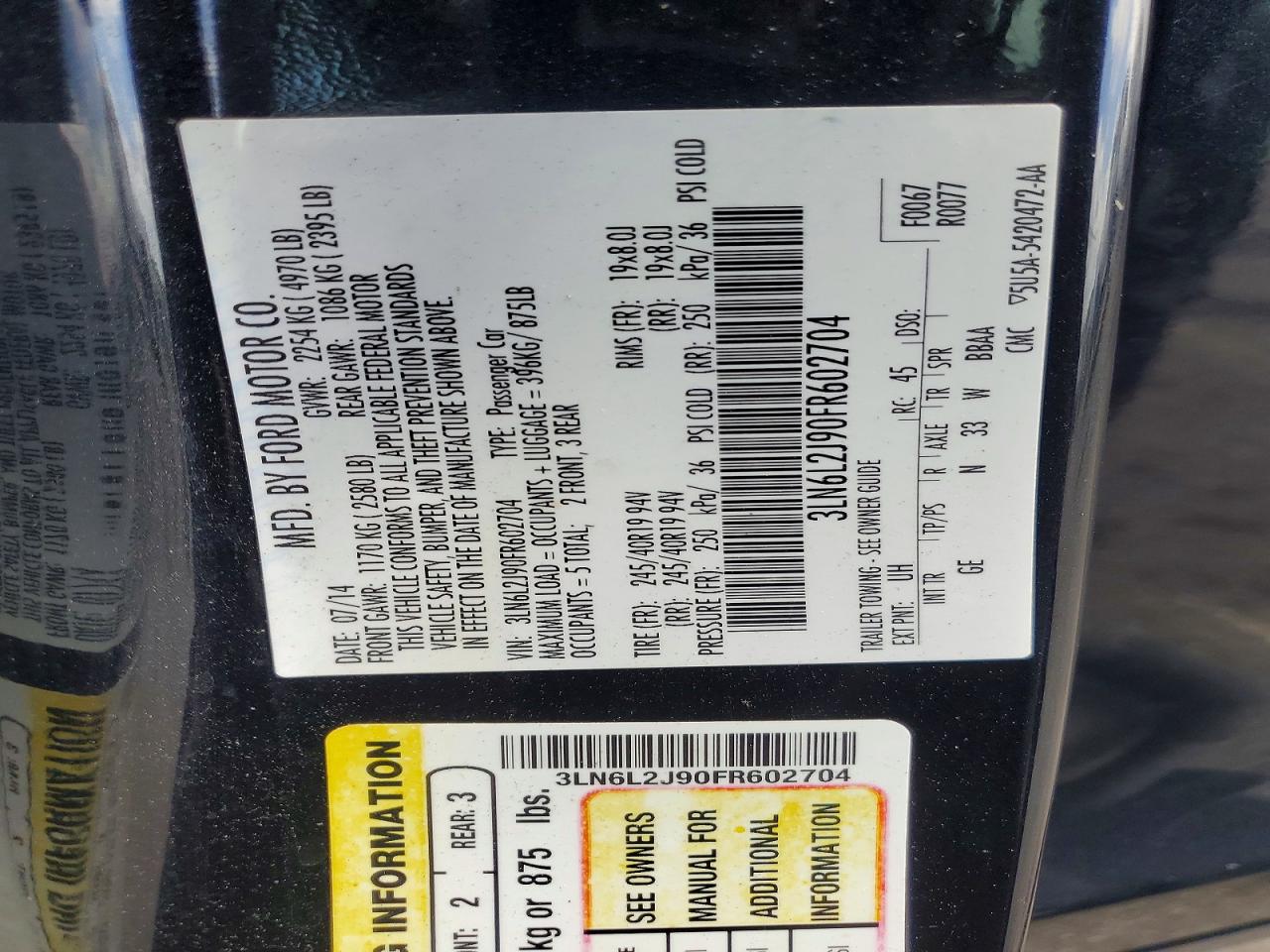 2015 Lincoln Mkz Black vin: 3LN6L2J90FR602704