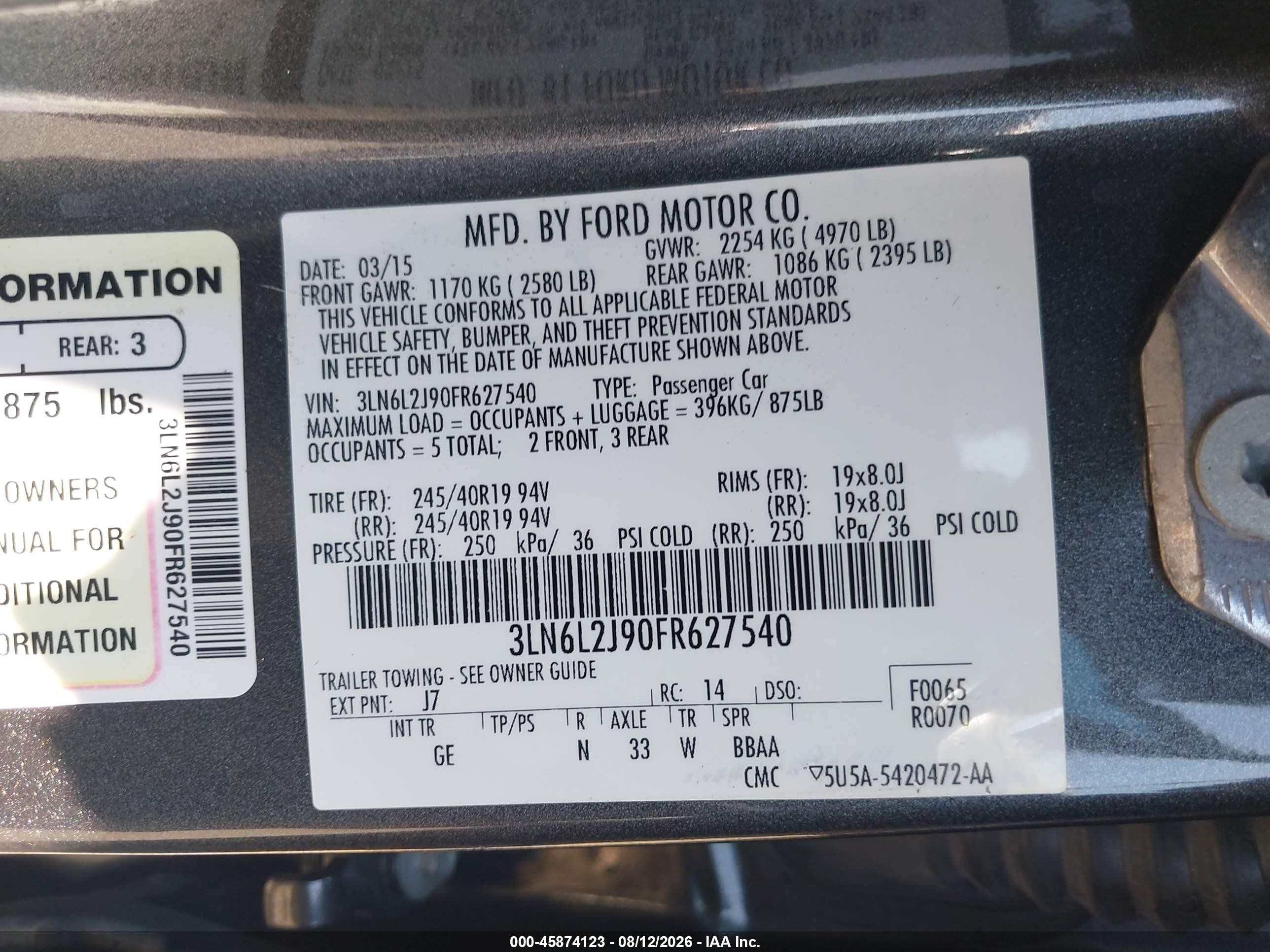 2015 Lincoln Mkz Gray vin: 3LN6L2J90FR627540